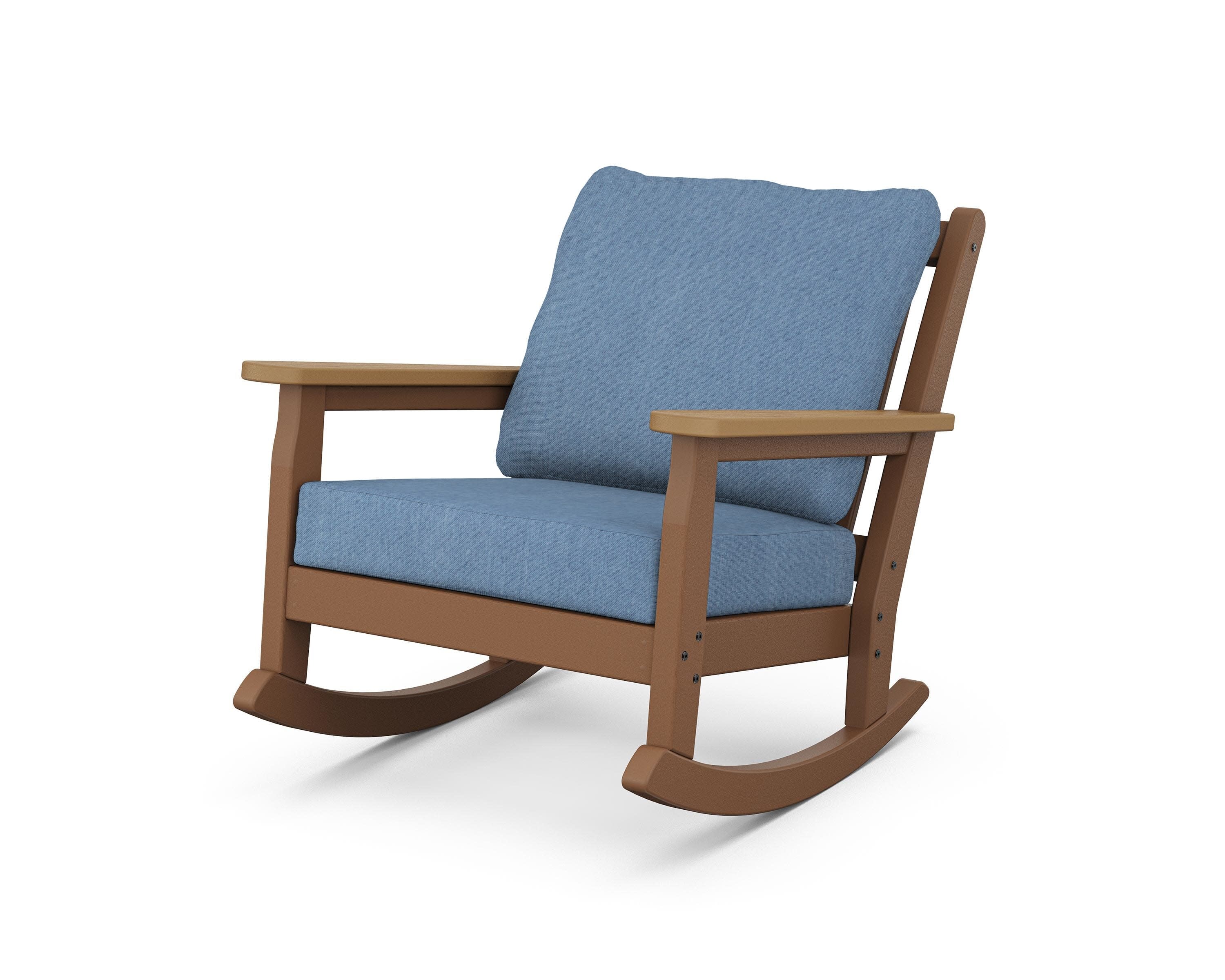 Chippendale Deep Seating Rocking Chair in Teak / Natural / Sky Blue