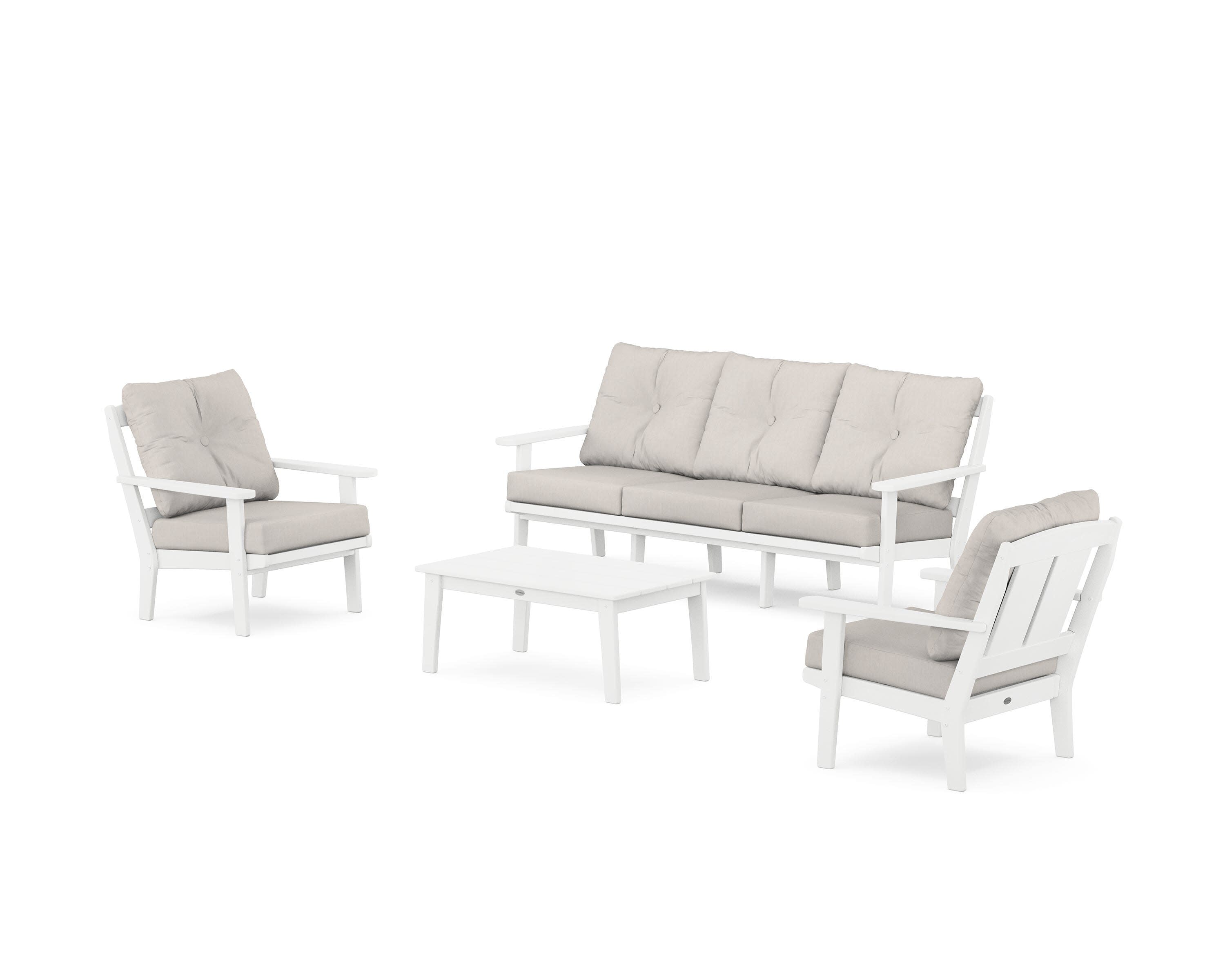Mission 4-Piece Deep Seating Set with Sofa in White / Cast Ash