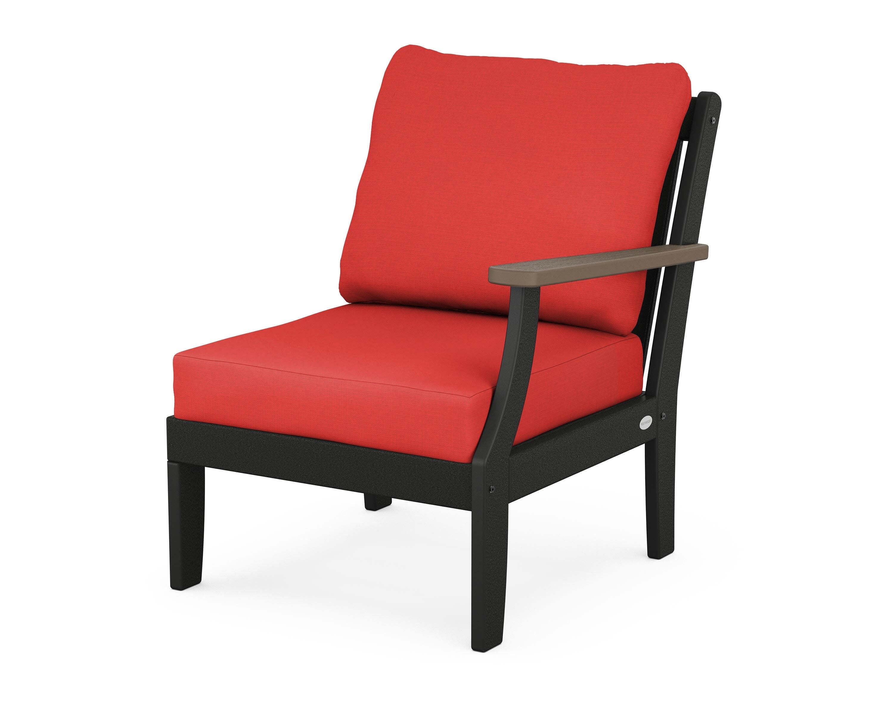 Braxton Modular Right Arm Chair in Black / Kona / Crimson Linen