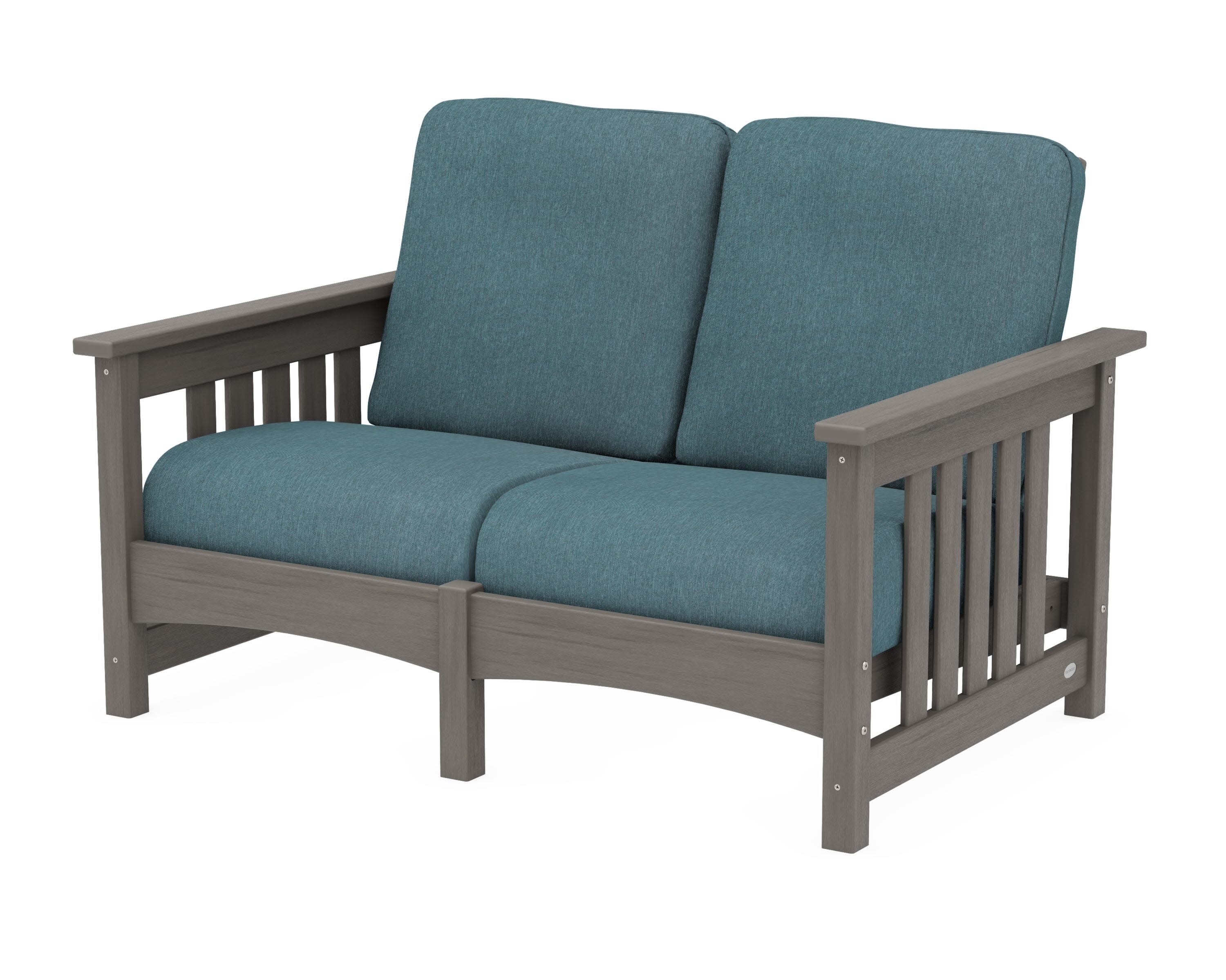 Club Mission Loveseat in Driftwood / Ocean Teal