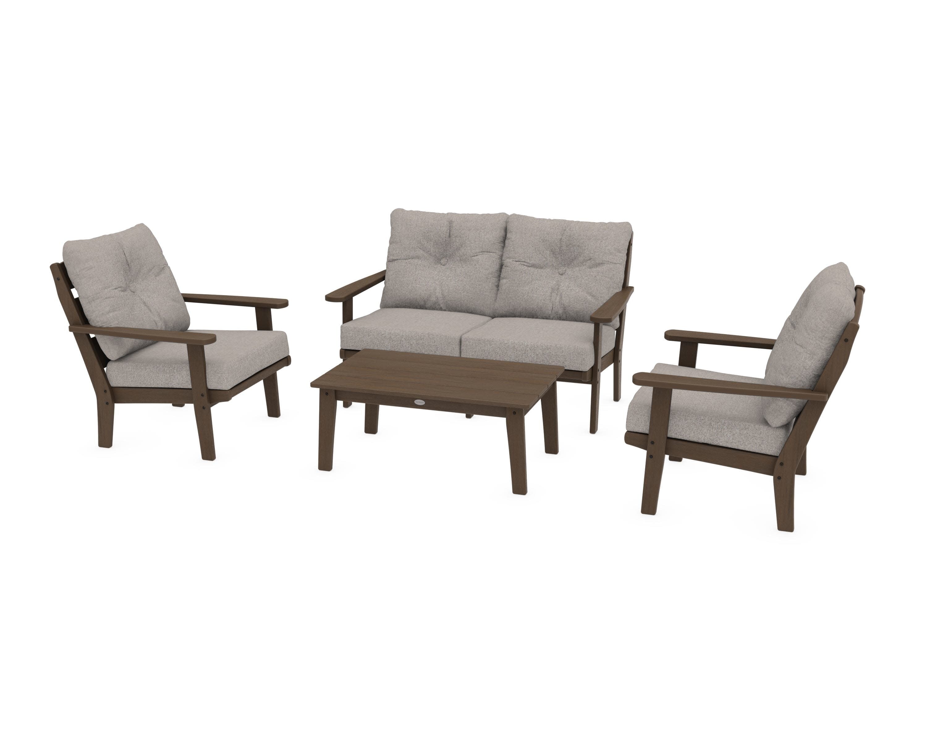 Lakeside 4-Piece Deep Seating Set in Kona / Weathered Tweed
