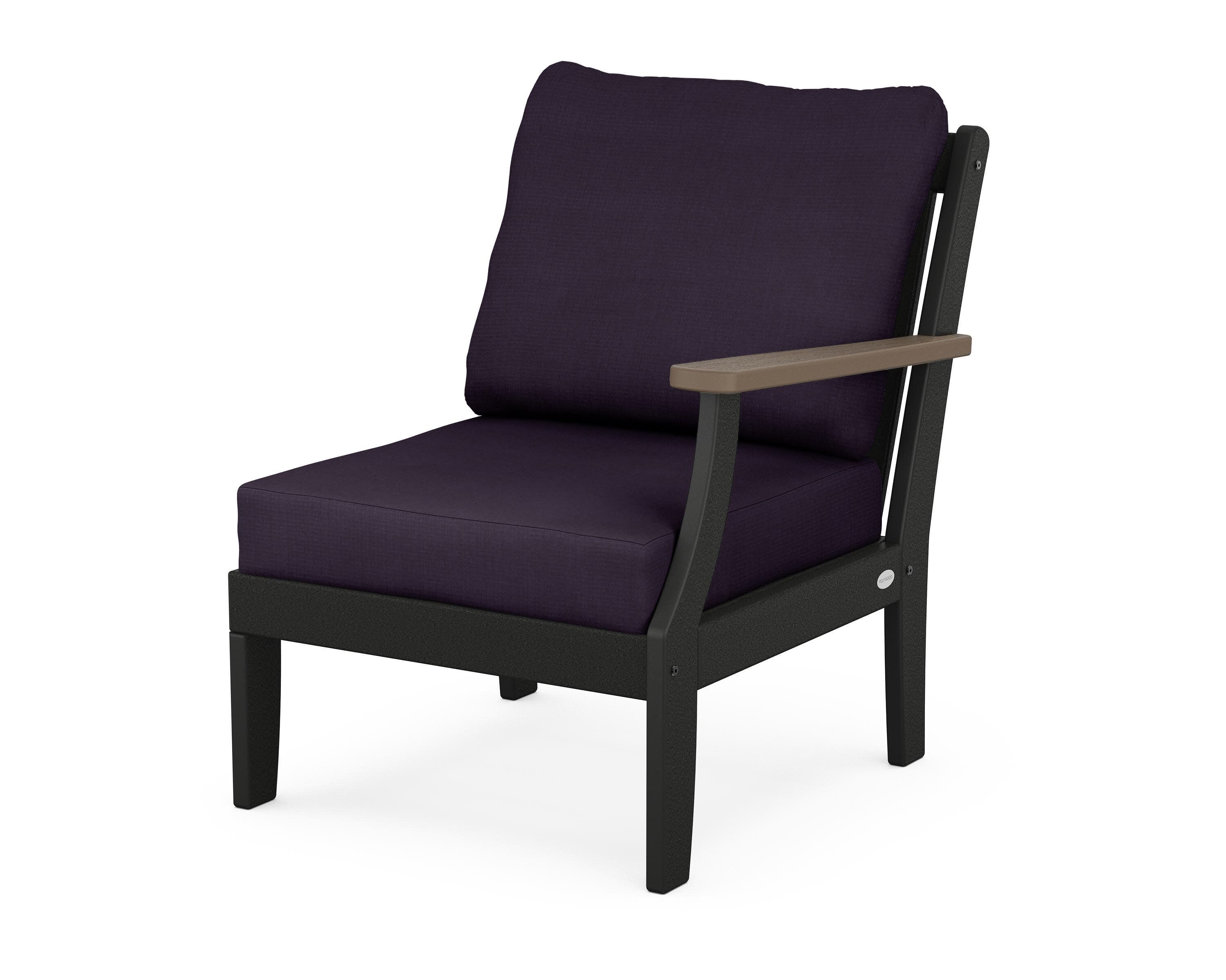 Braxton Modular Right Arm Chair in Black / Kona / Navy Linen