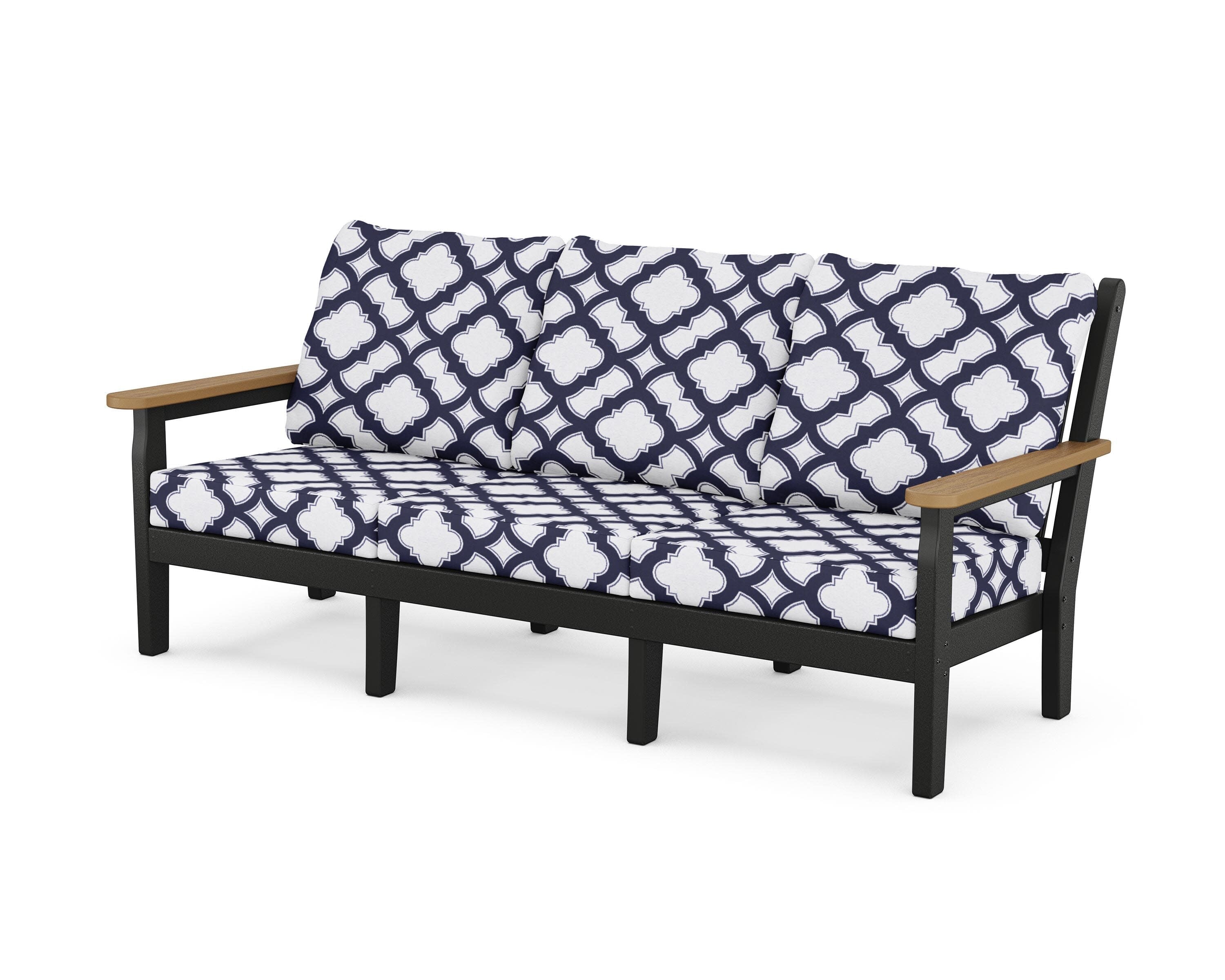 Chippendale Deep Seating Sofa in Black / Natural / Trellis Navy