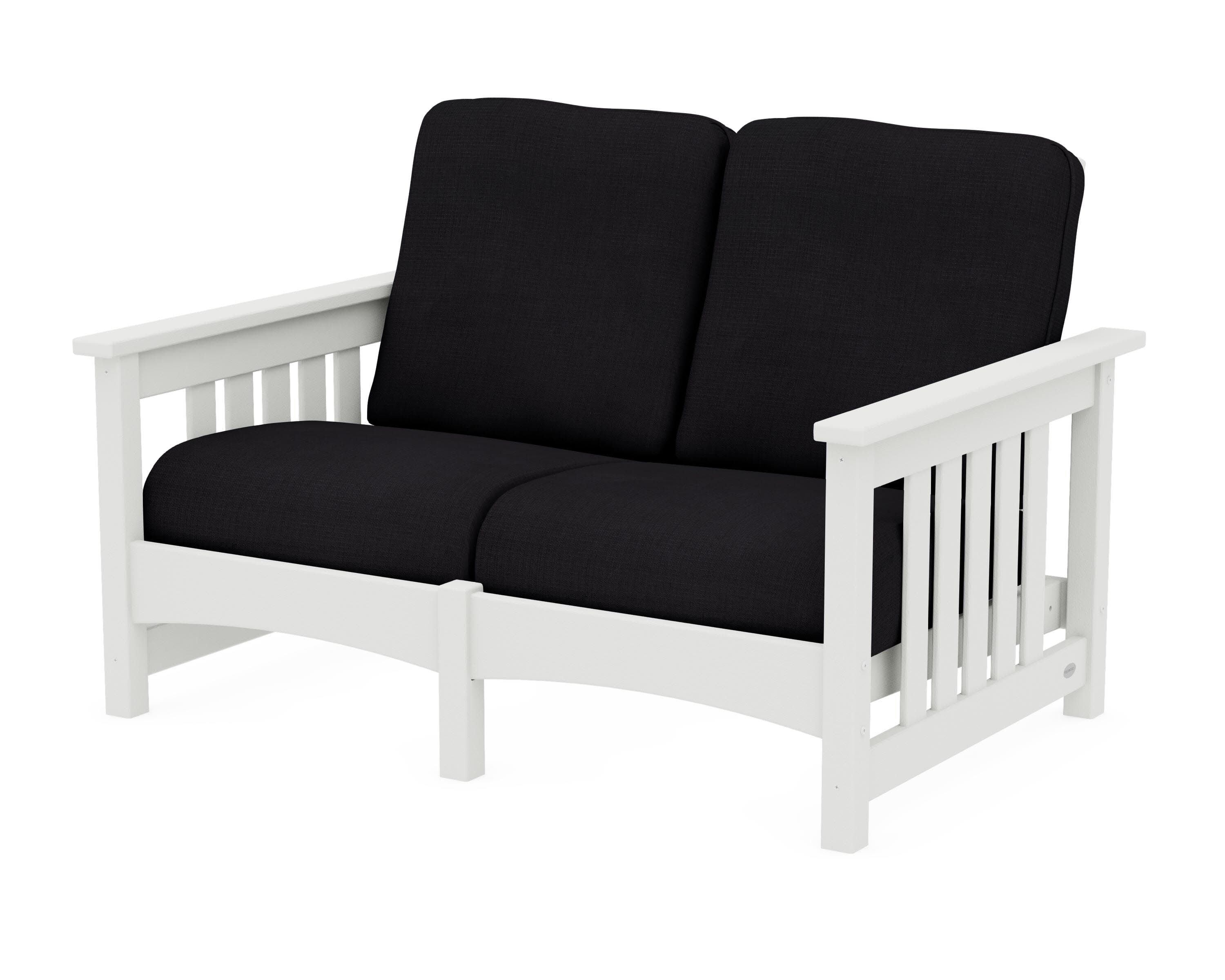 Club Mission Loveseat in Vintage White / Midnight Linen