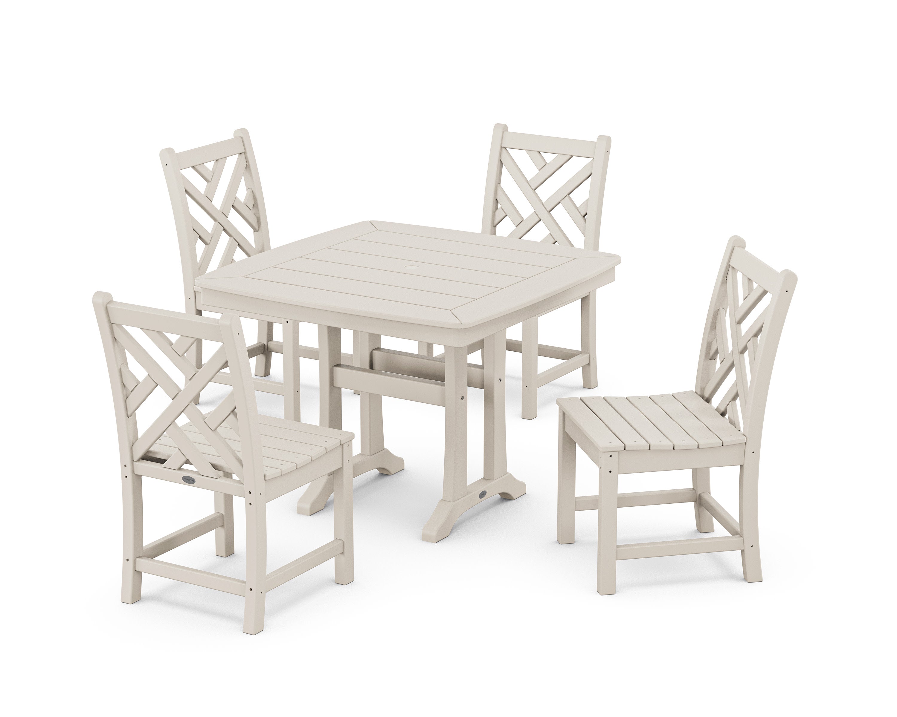 Chippendale Side Chair 5-Piece Dining Set with Trestle Legs in Sand