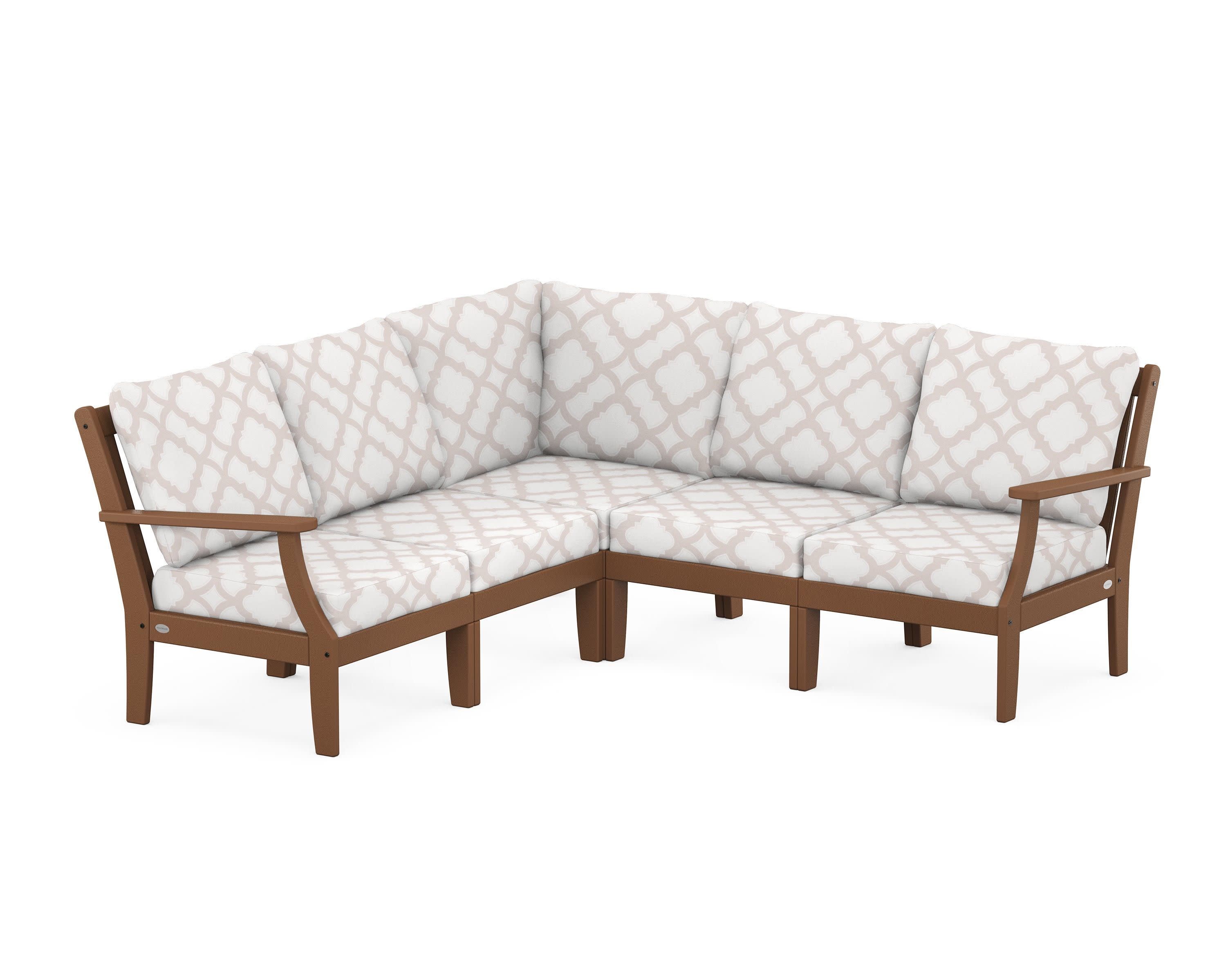 Braxton Modular 5-Piece Deep Seating Set in Teak / Trellis Dune Burlap