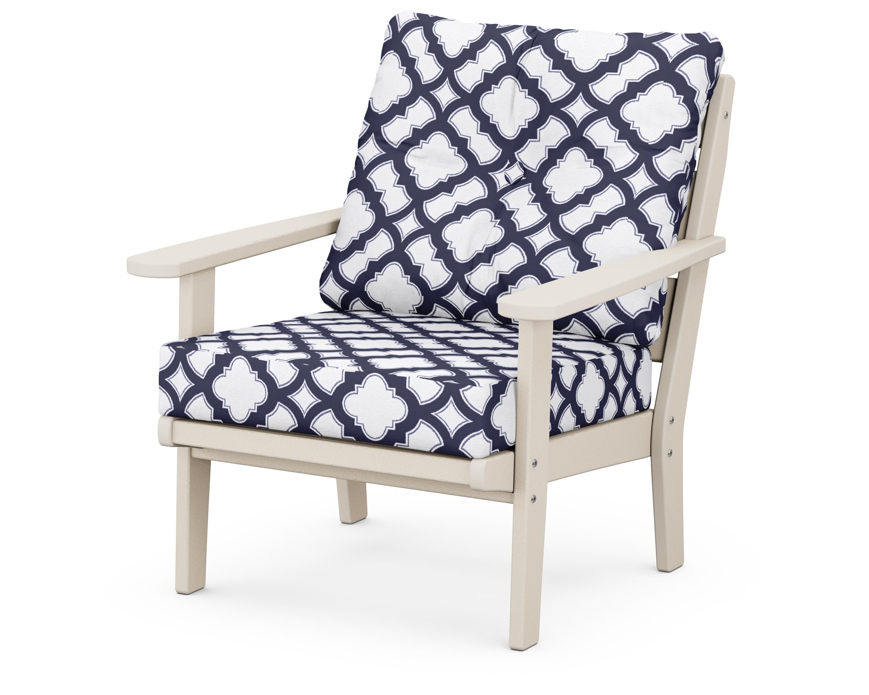 Lakeside Deep Seating Chair in Sand / Trellis Navy