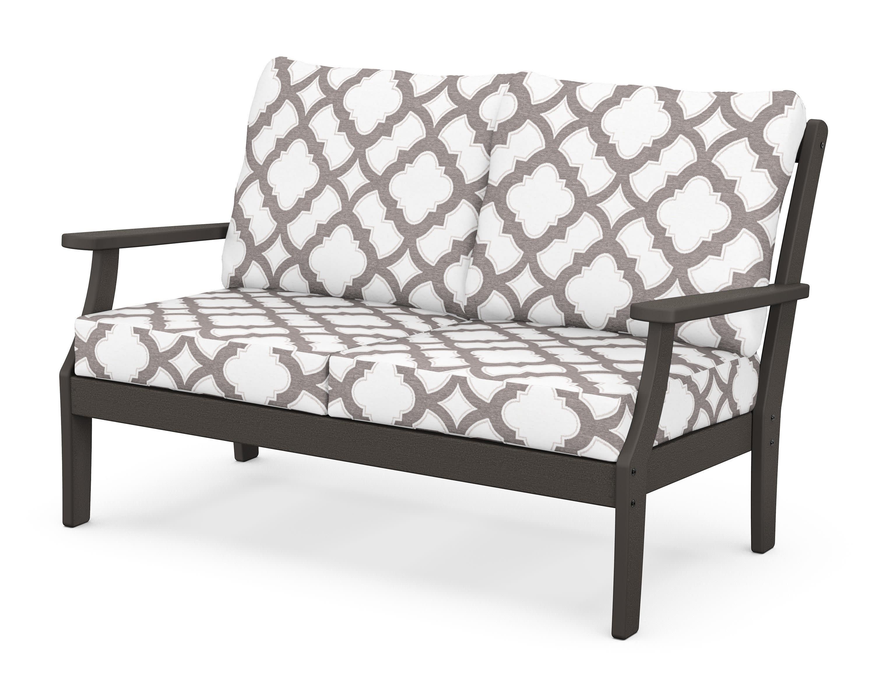 Braxton Deep Seating Loveseat in Vintage Coffee / Trellis Grey Mist