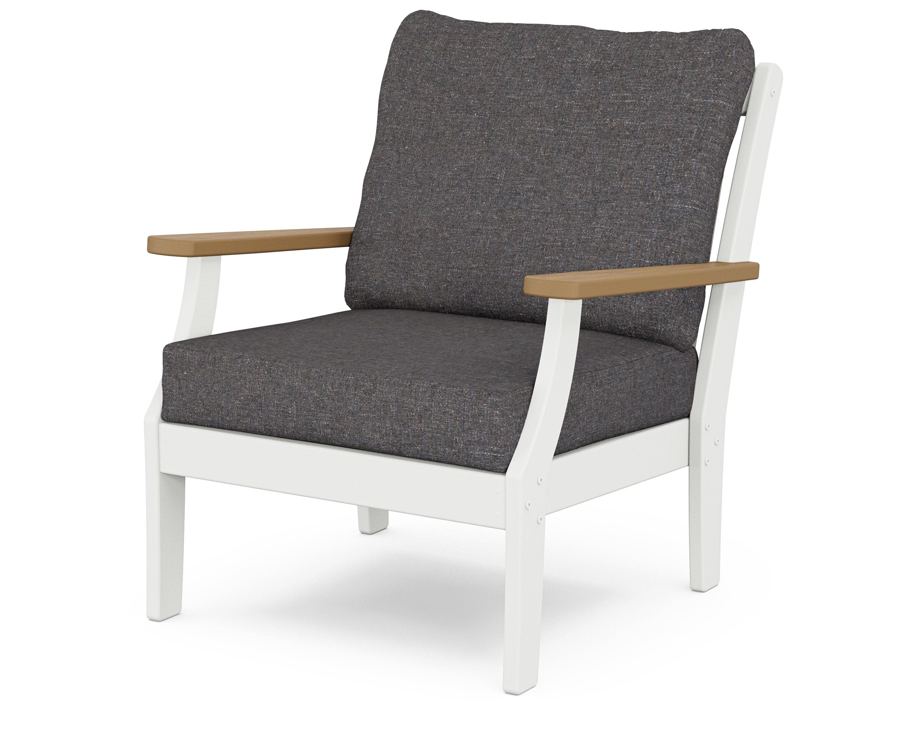 Braxton Deep Seating Chair in White / Natural / Ash Charcoal