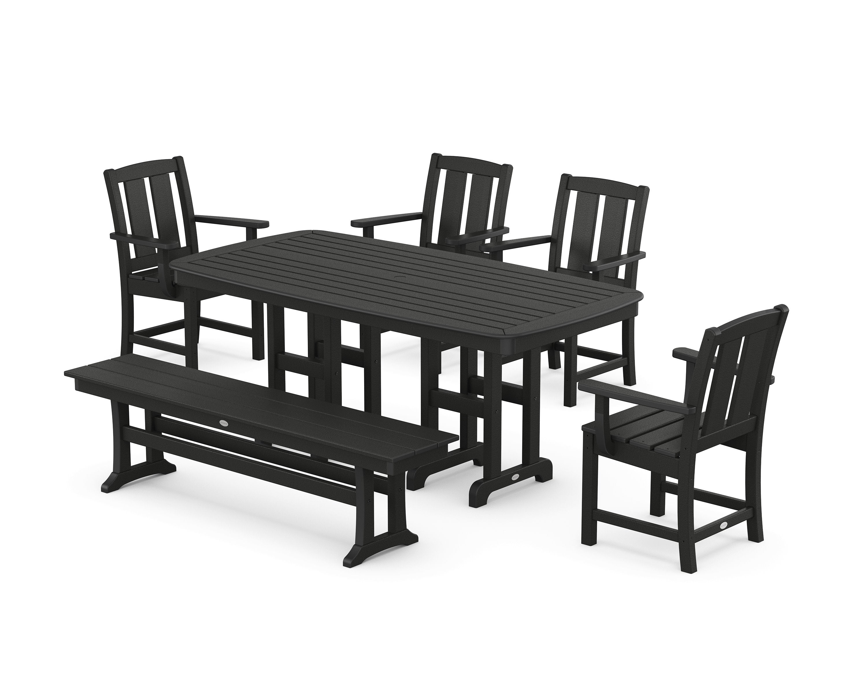 Mission 6-Piece Dining Set with Bench in Black