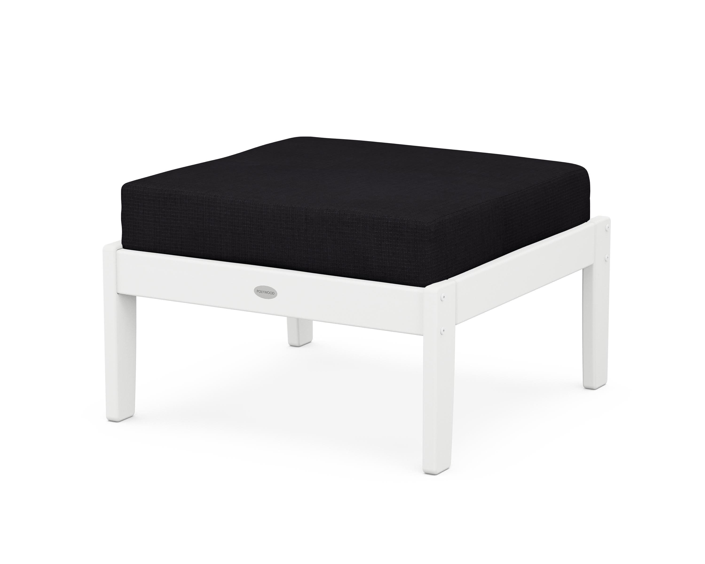 Braxton Deep Seating Ottoman in White / Midnight Linen