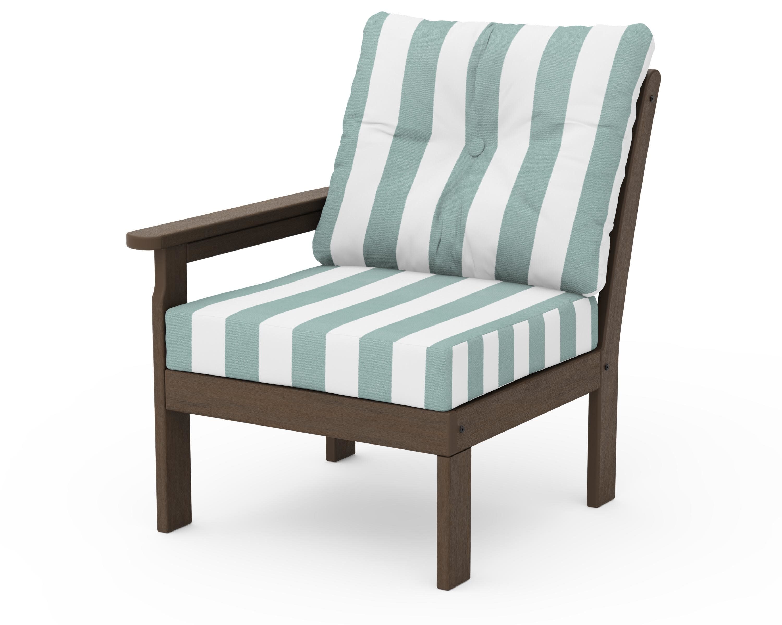 Vineyard Modular Left Arm Chair in Kona / Cabana Stripe Glacier Spa
