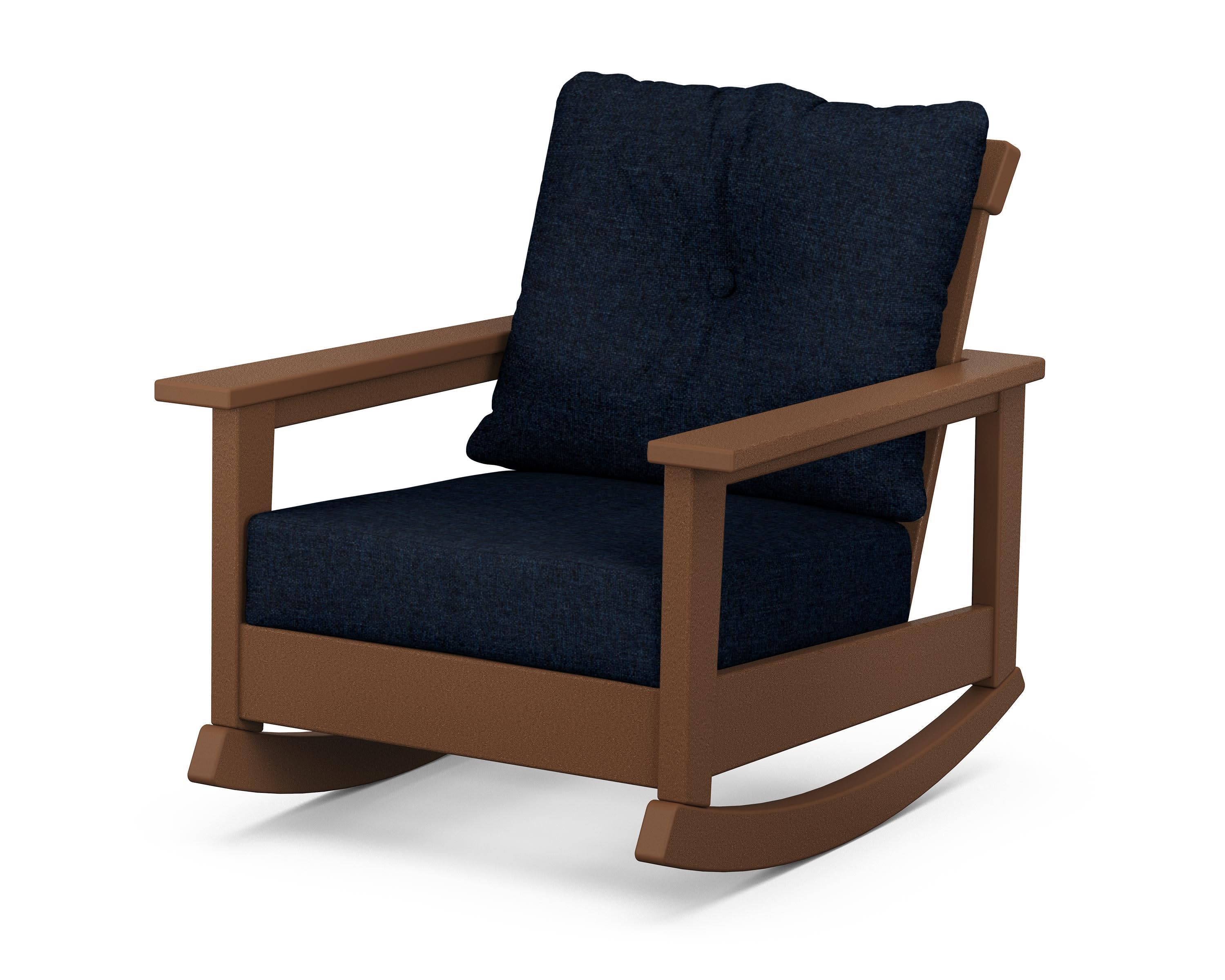 Prescott Deep Seating Rocking Chair in Teak / Marine Indigo