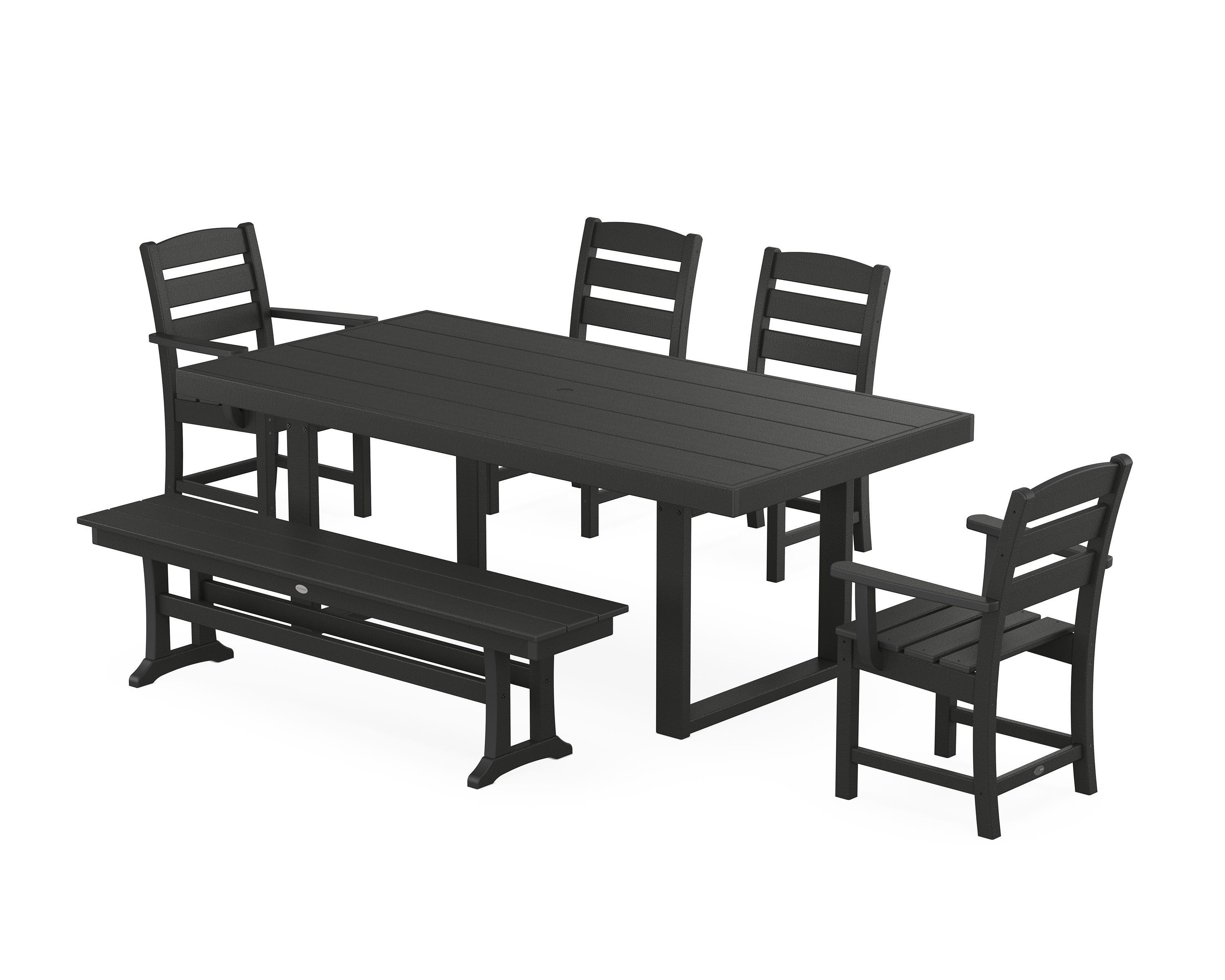 Lakeside 6-Piece Dining Set with Bench in Black