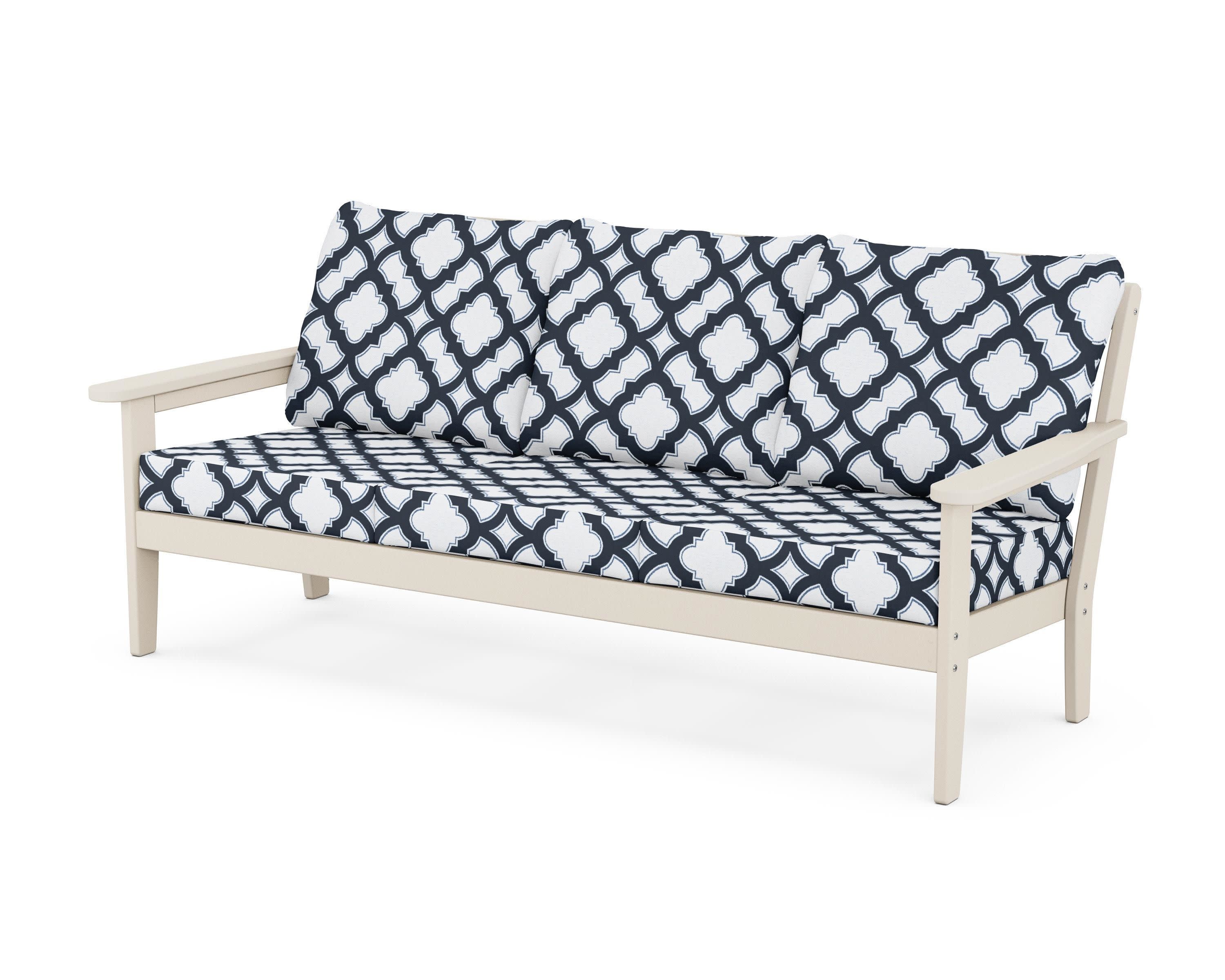 Cottage Deep Seating Sofa in Sand / Trellis Marine Indigo
