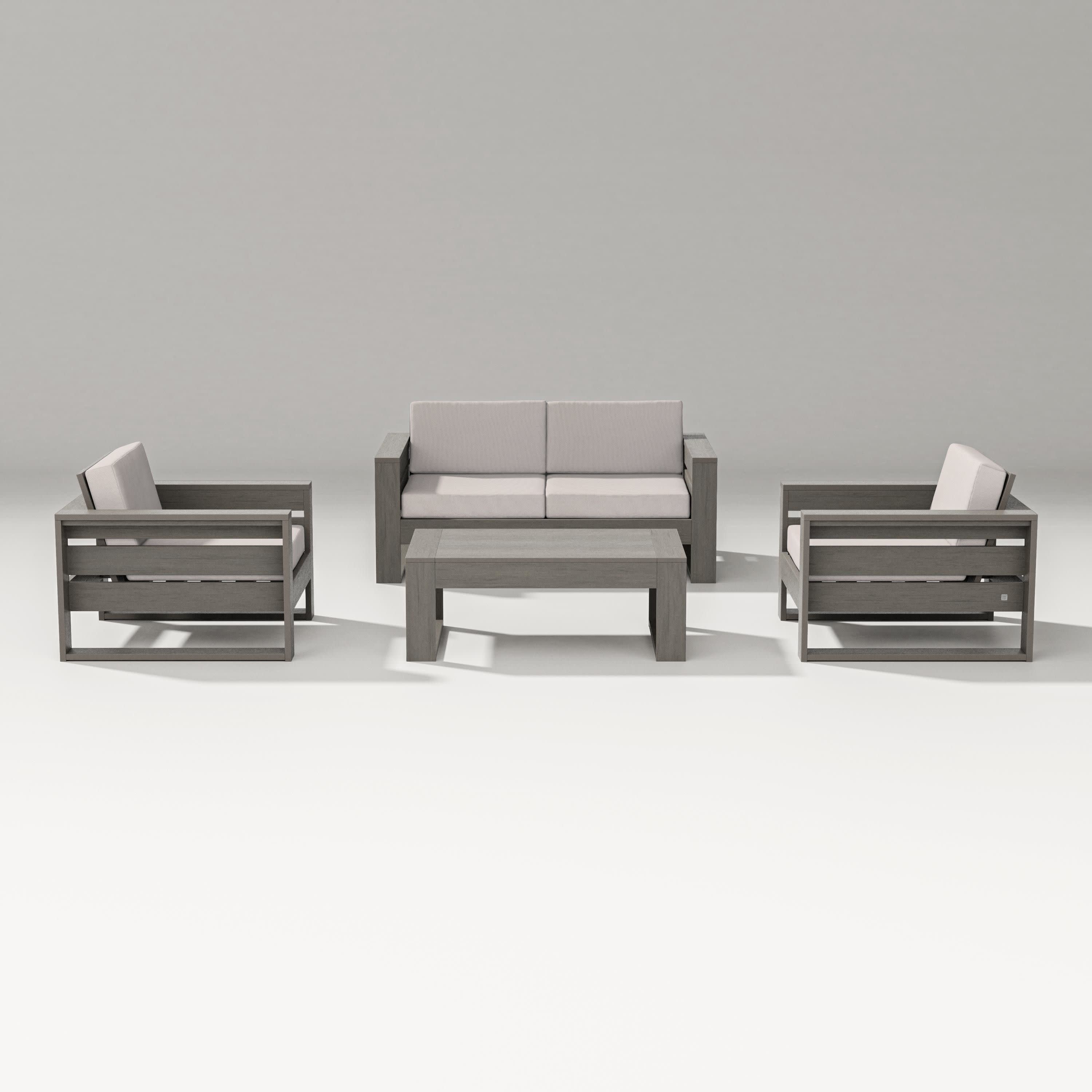 Latitude 4-Piece Lounge Loveseat Set in Driftwood / Dune Burlap