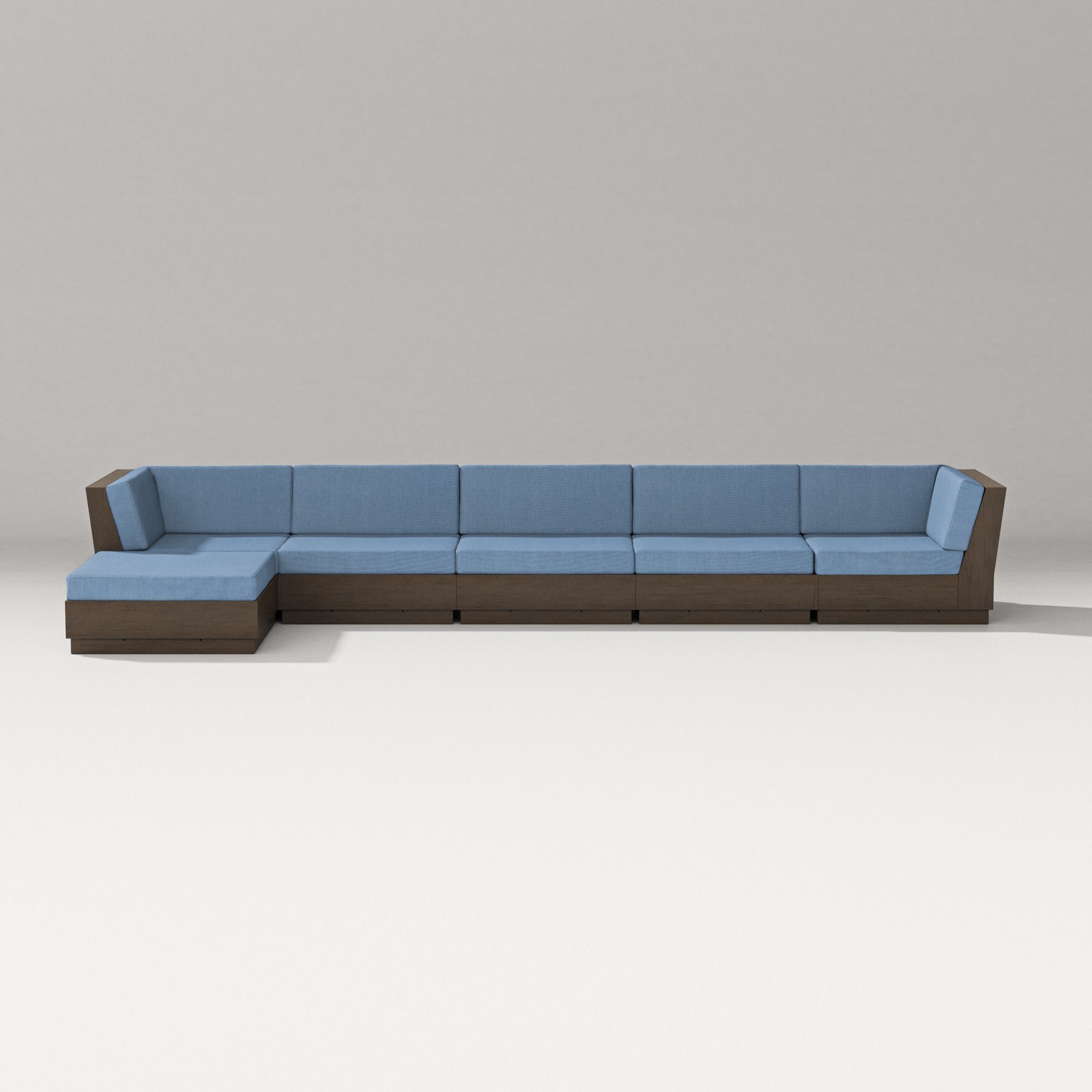 Elevate 6-Piece Chaise Sectional in Kona / Sky Blue