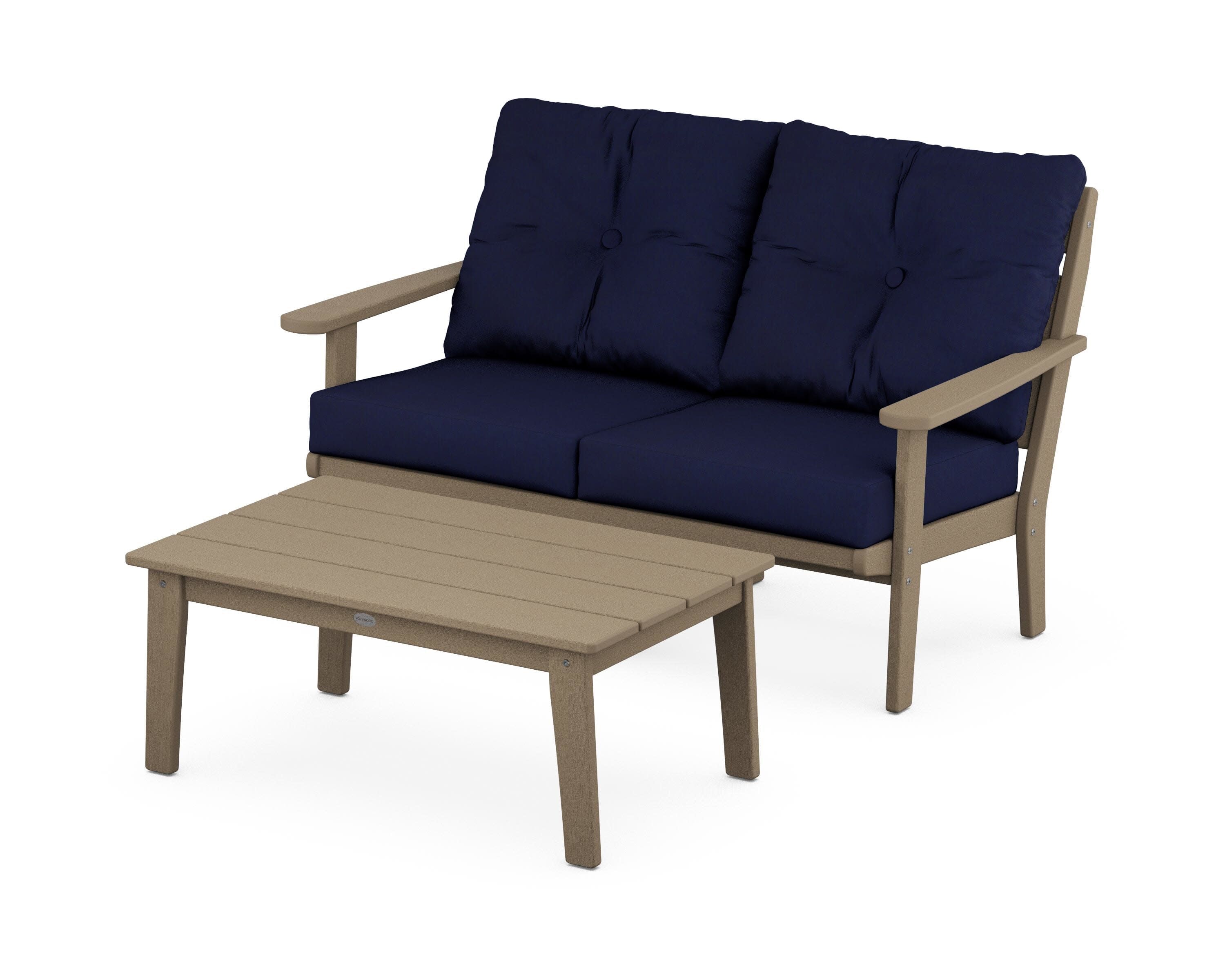 Lakeside 2-Piece Lounge Loveseat Set in Vintage Sahara / Navy