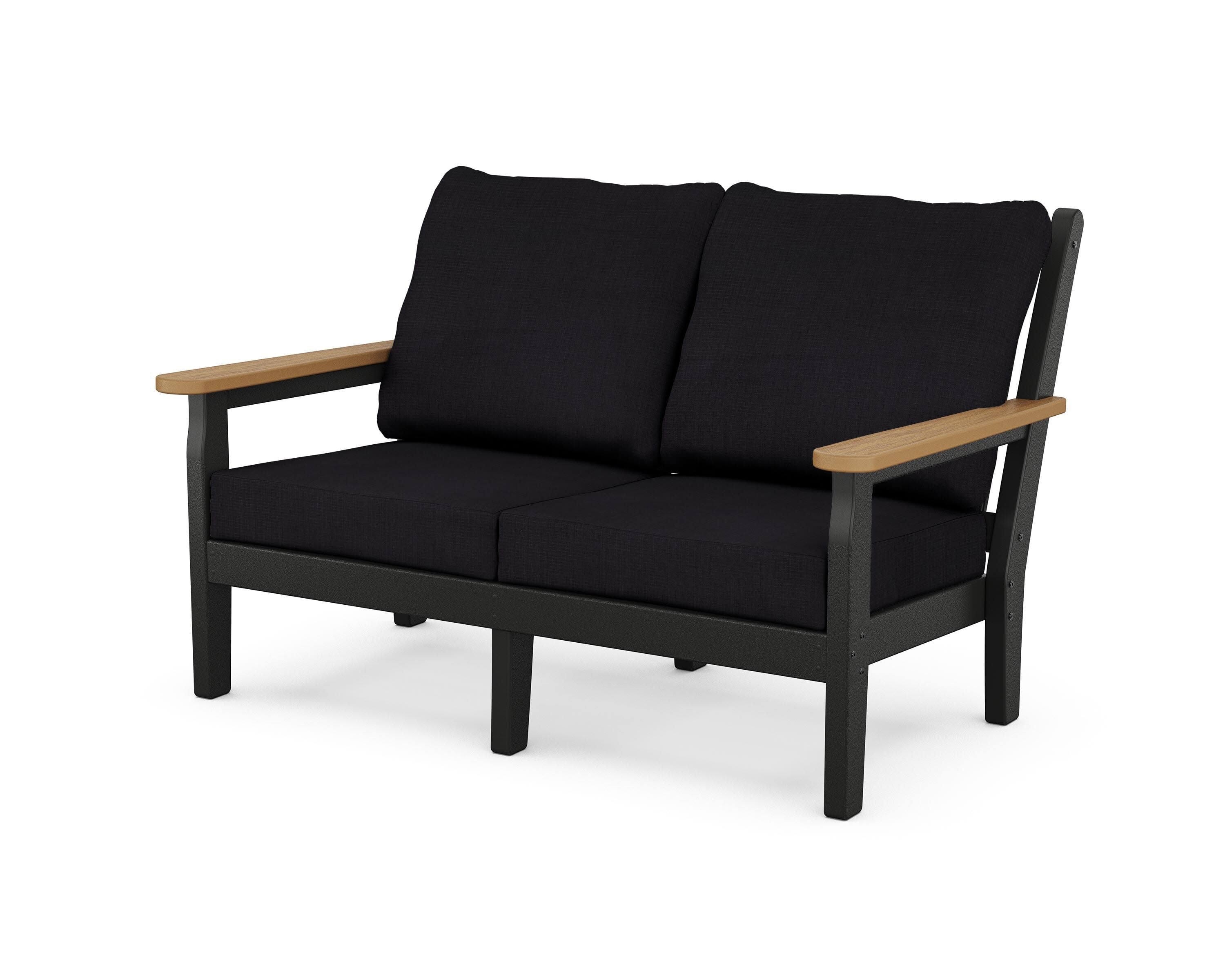 Chippendale Deep Seating Loveseat in Black / Natural / Midnight Linen