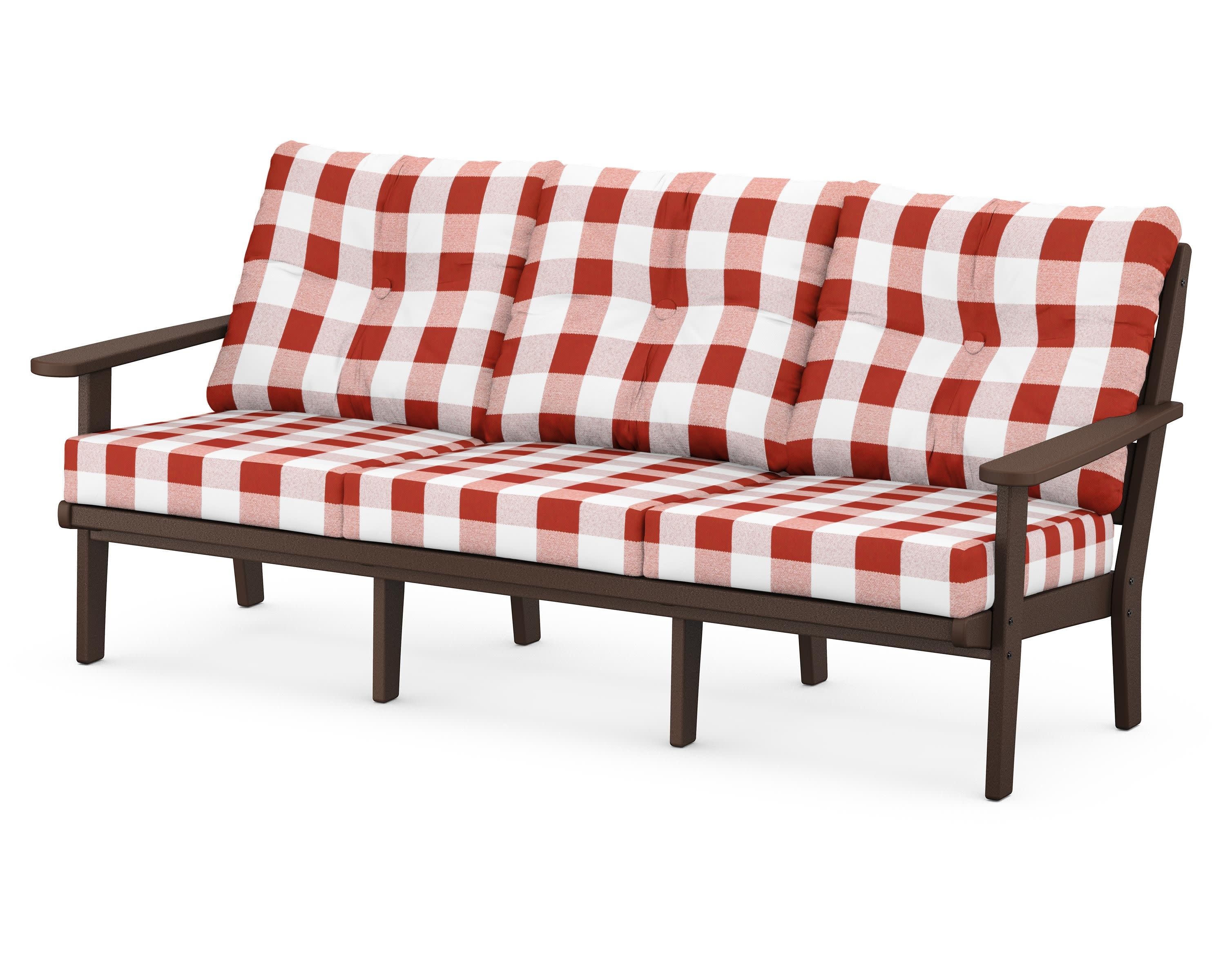 Lakeside Deep Seating Sofa in Mahogany / Buffalo Plaid Crimson