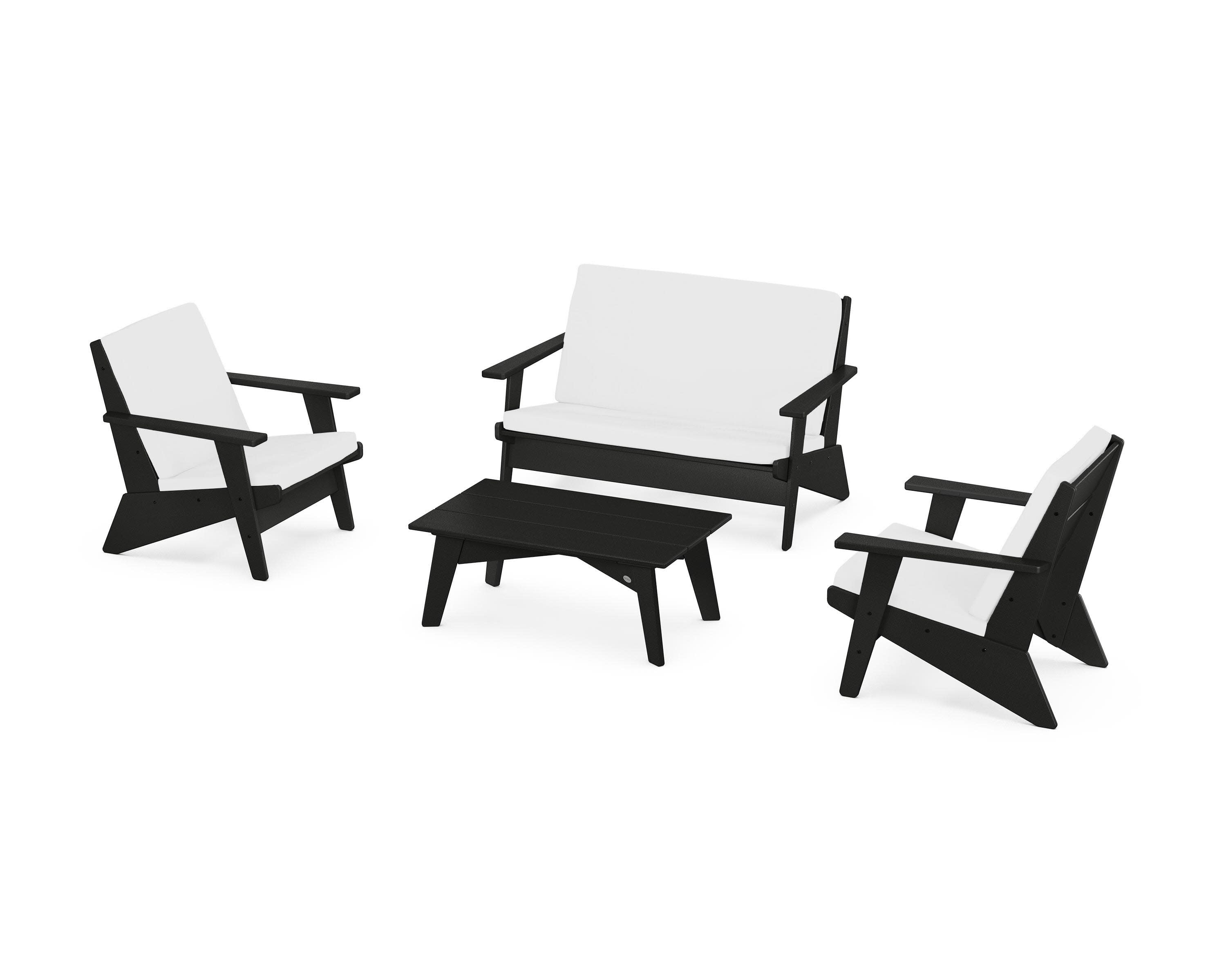 Riviera Modern Lounge 4-Piece Set in Black / Natural