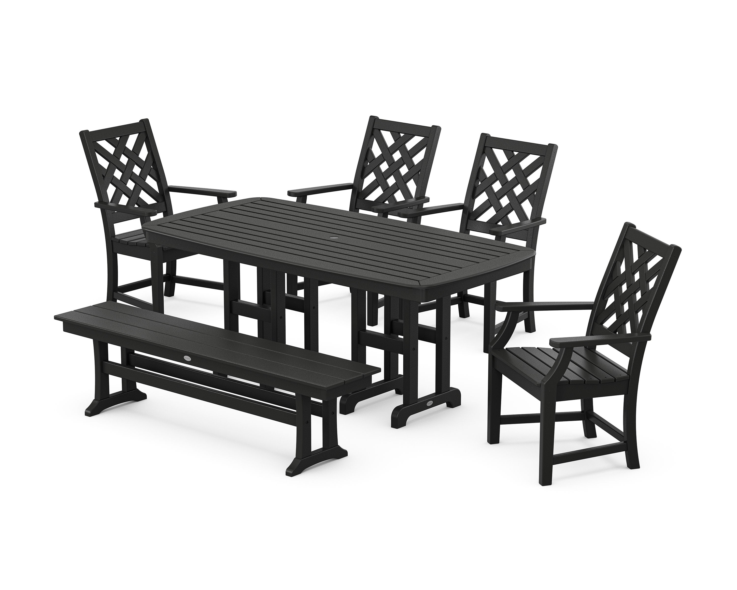 Wovendale 6-Piece Farmhouse Dining Set with Bench in Black