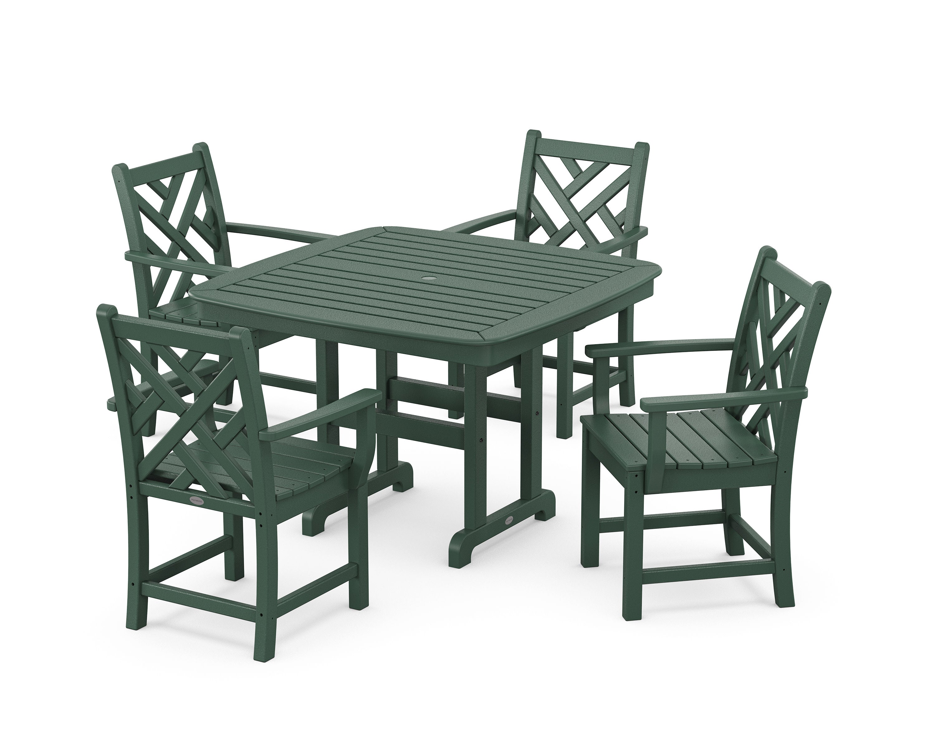Chippendale 5-Piece Dining Set with Trestle Legs in Green