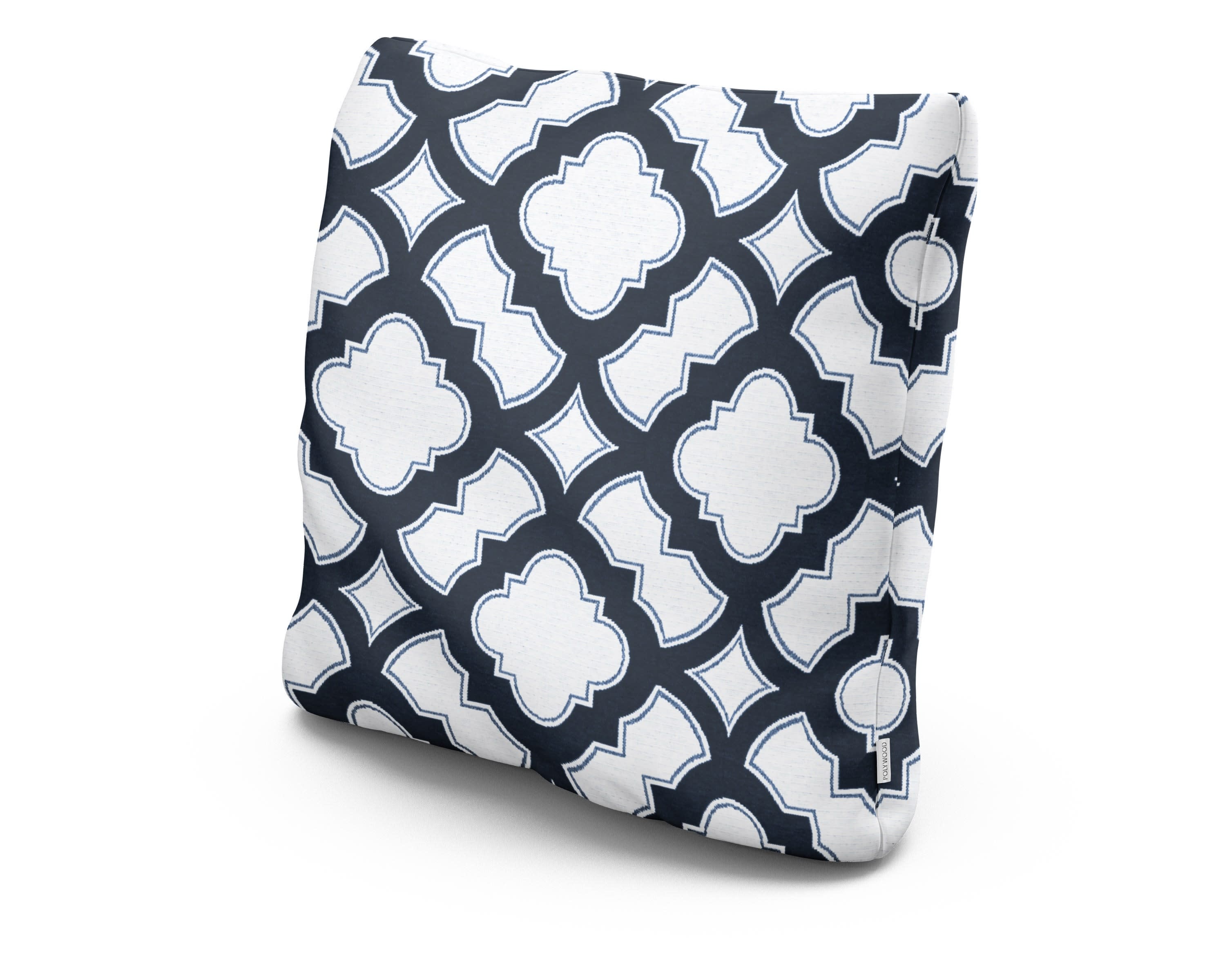 20" Outdoor Throw Pillow in Trellis Marine Indigo