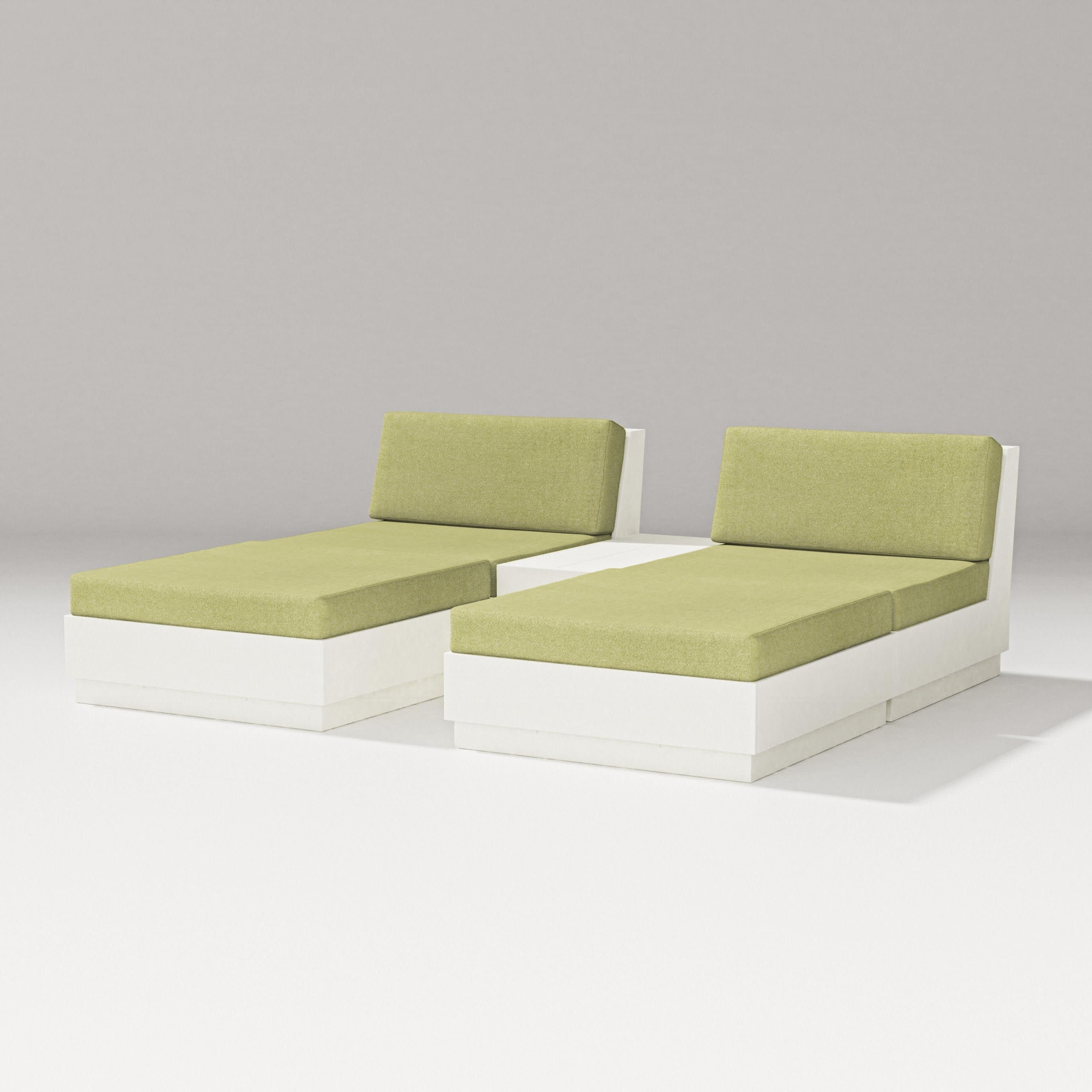 Elevate Double Chaise Set in Vintage White / Chartreuse Boucle