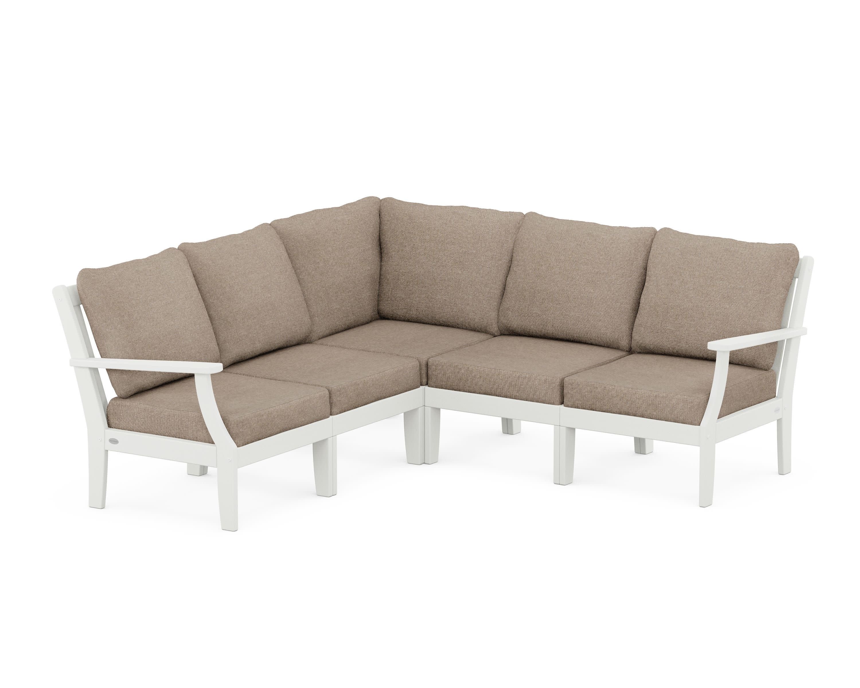 Braxton Modular 5-Piece Deep Seating Set in Vintage White / Spiced Burlap
