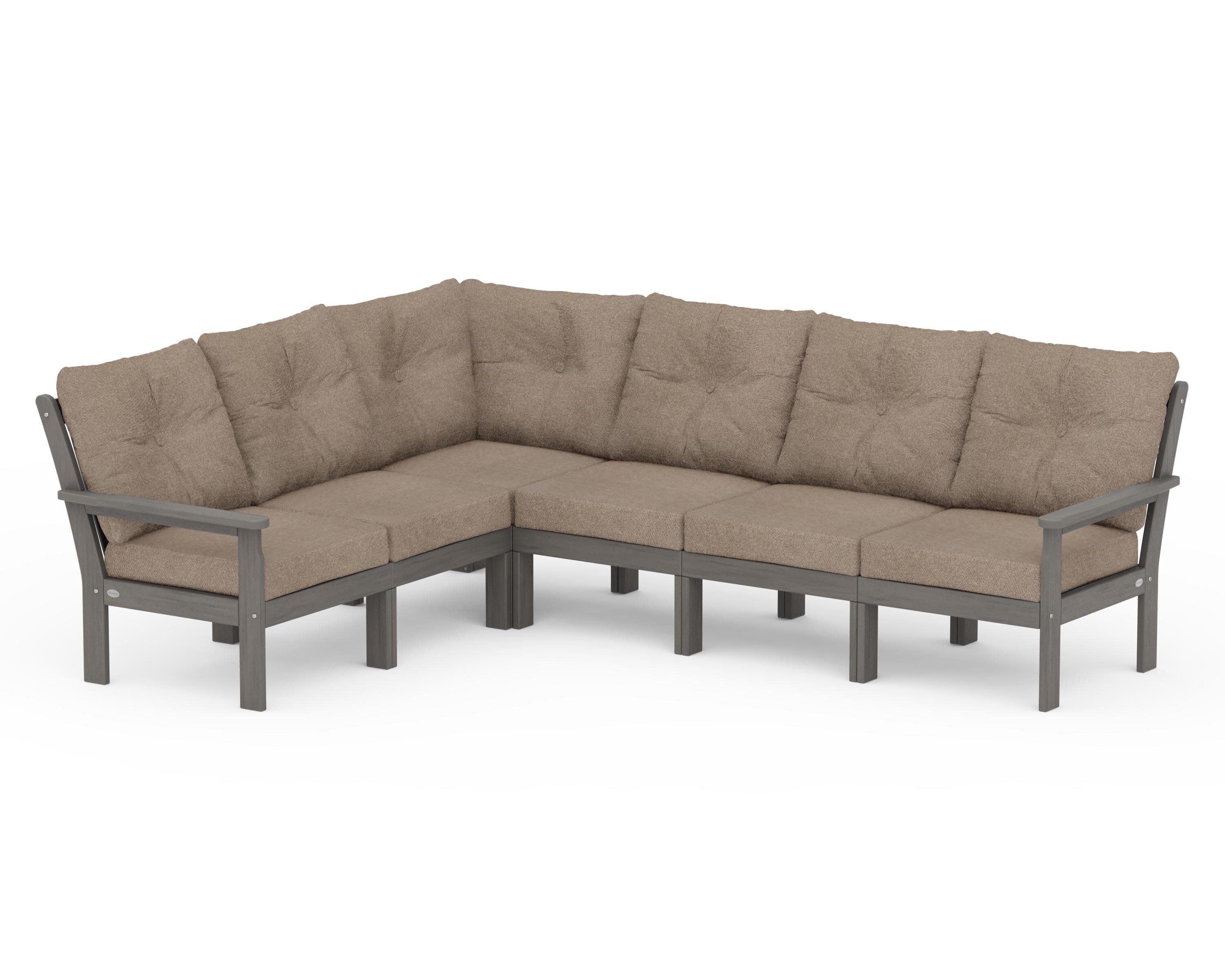 Vineyard 6-Piece Sectional in Driftwood / Spiced Burlap