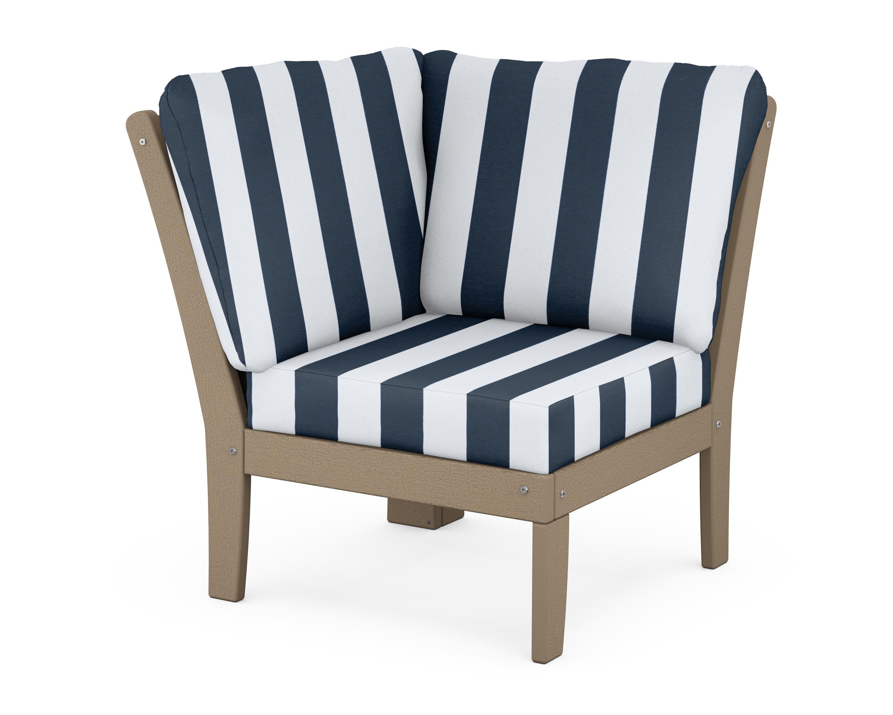 Braxton Modular Corner Chair in Vintage Sahara / Cabana Stripe Marine Indigo