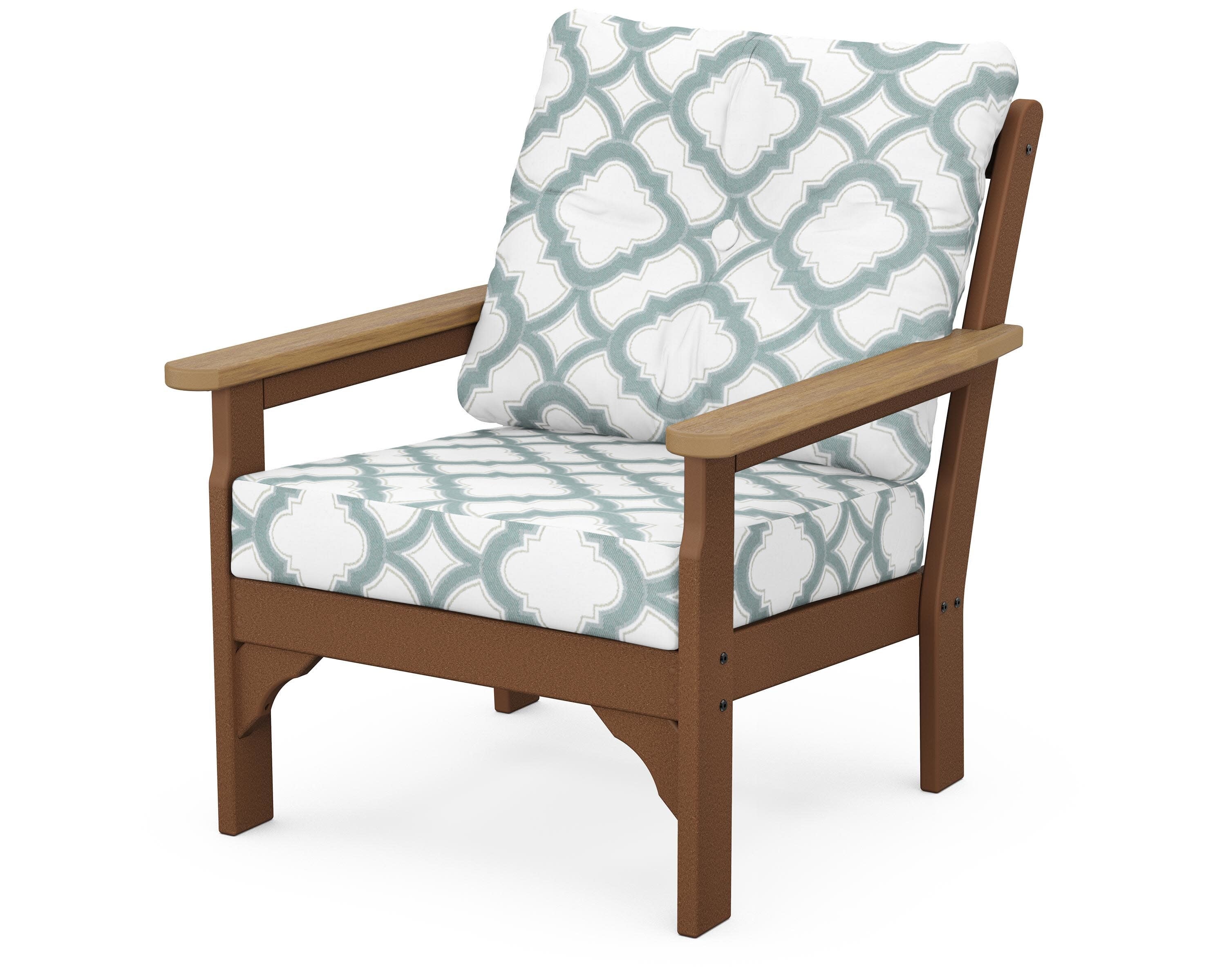 Vineyard Deep Seating Chair in Teak / Natural / Trellis Glacier Spa