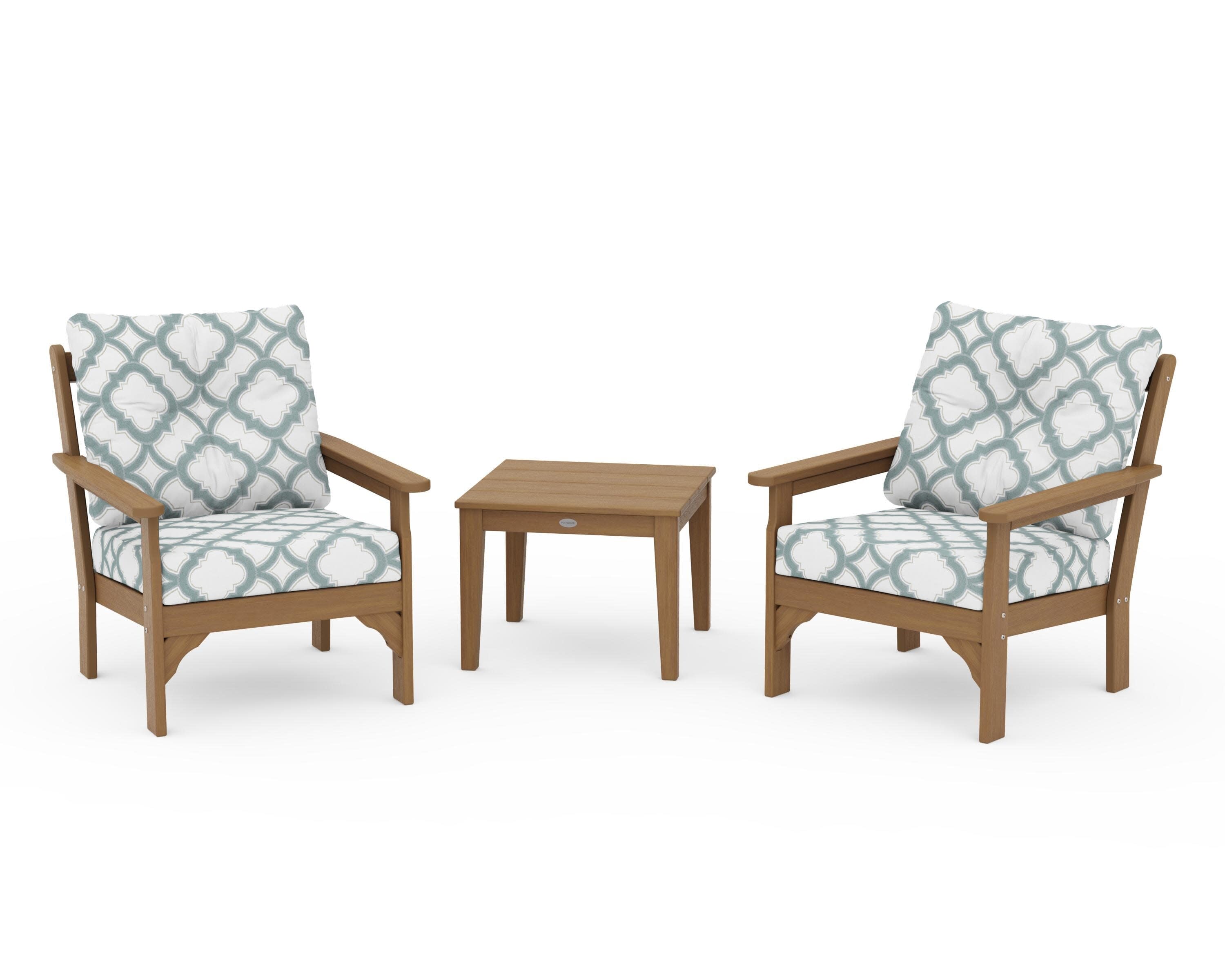 Vineyard 3-Piece Deep Seating Set in Natural / Trellis Glacier Spa