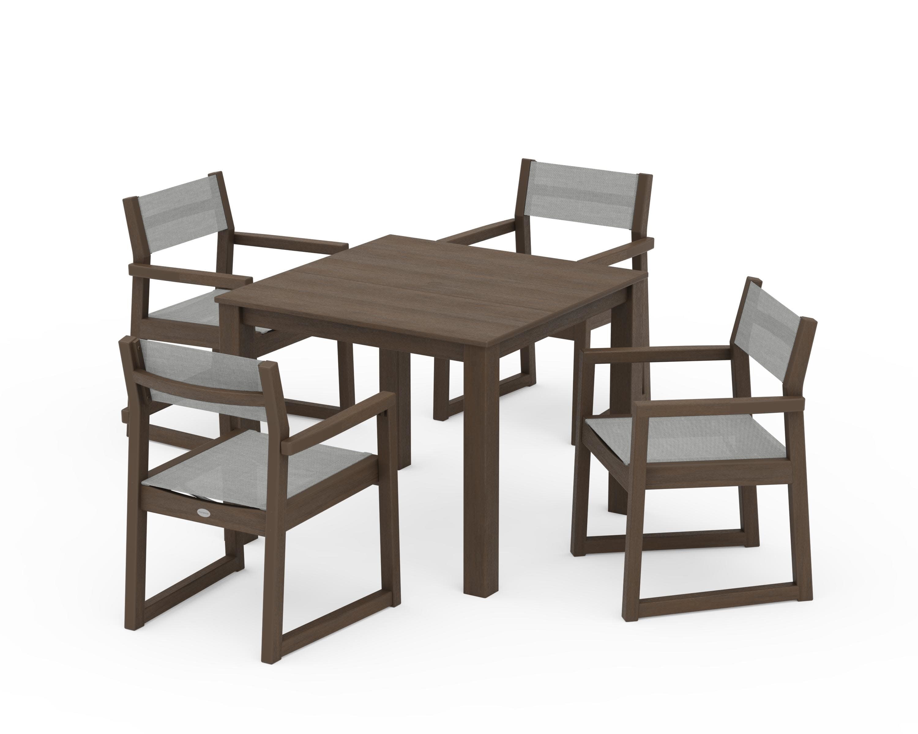 EDGE Sling Arm Chair 5-Piece Parsons Dining Set in Kona / Metallic Sling