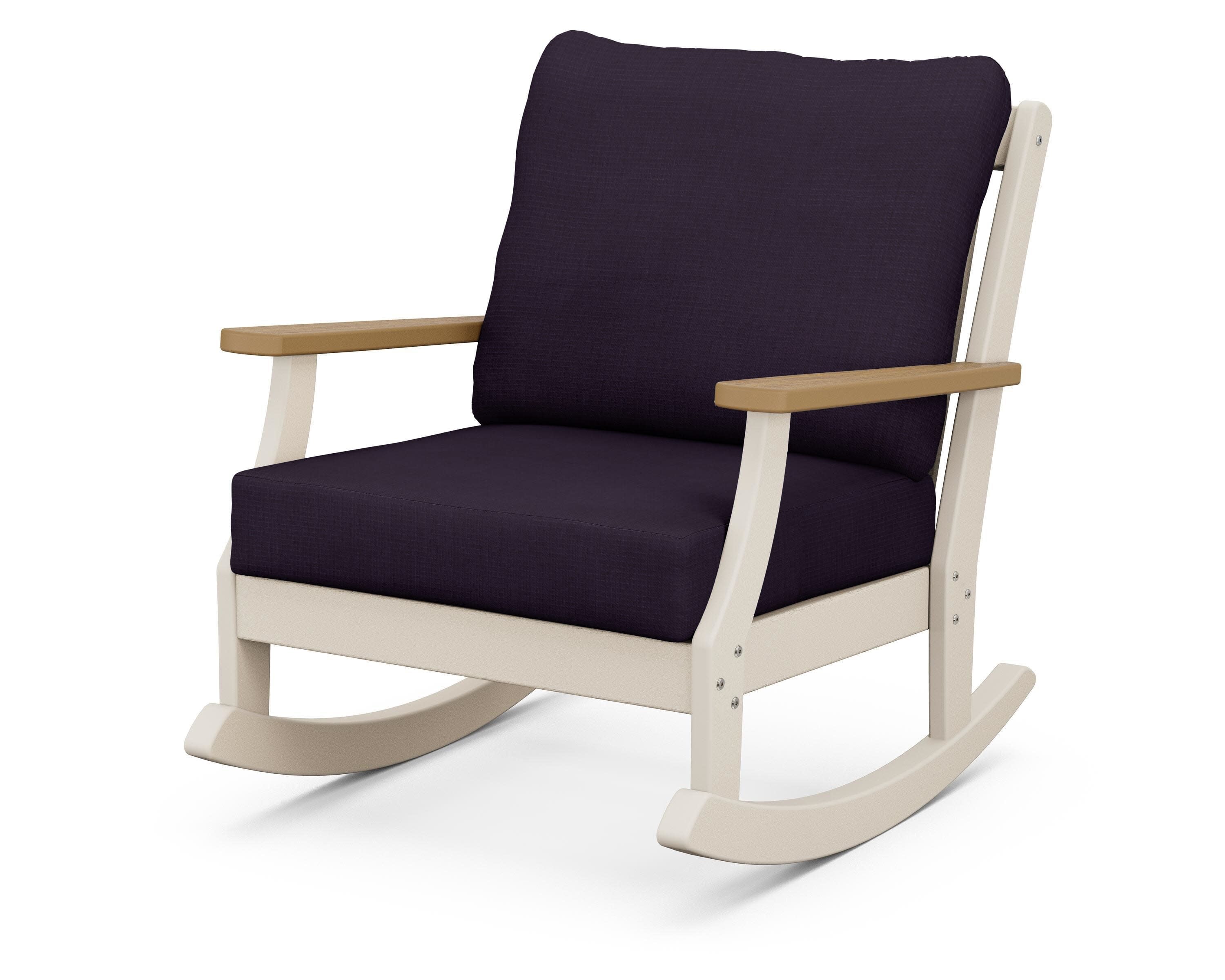Braxton Deep Seating Rocking Chair in Sand / Natural / Navy Linen