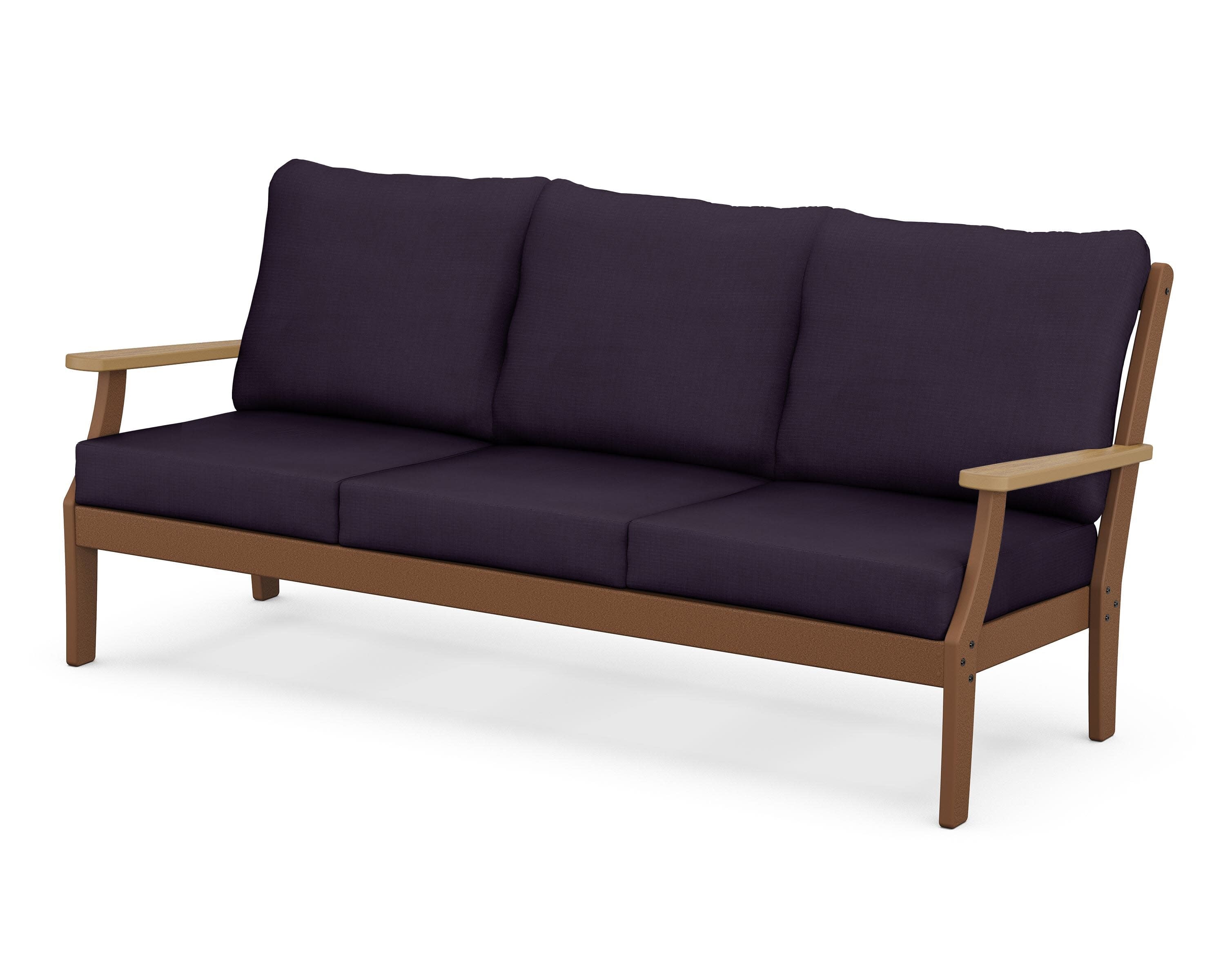 Braxton Deep Seating Sofa in Teak / Natural / Navy Linen