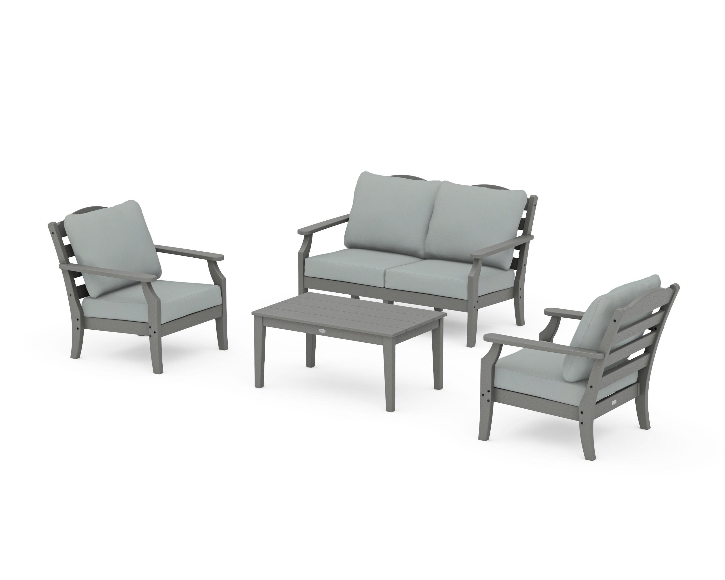 Savannah 4-Piece Deep Seating Set with Loveseat in Slate Grey / Spa