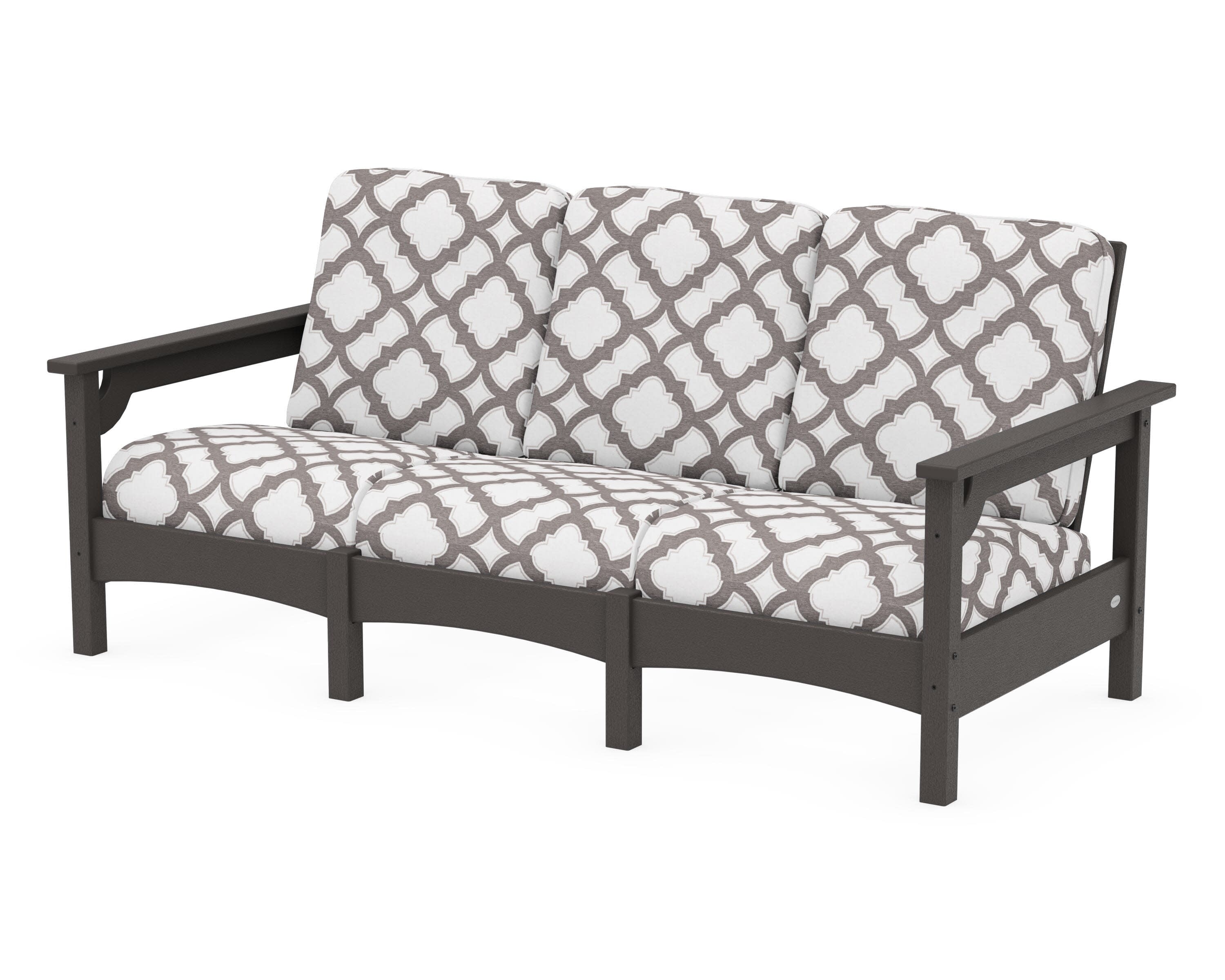 Club Sofa in Vintage Coffee / Trellis Grey Mist