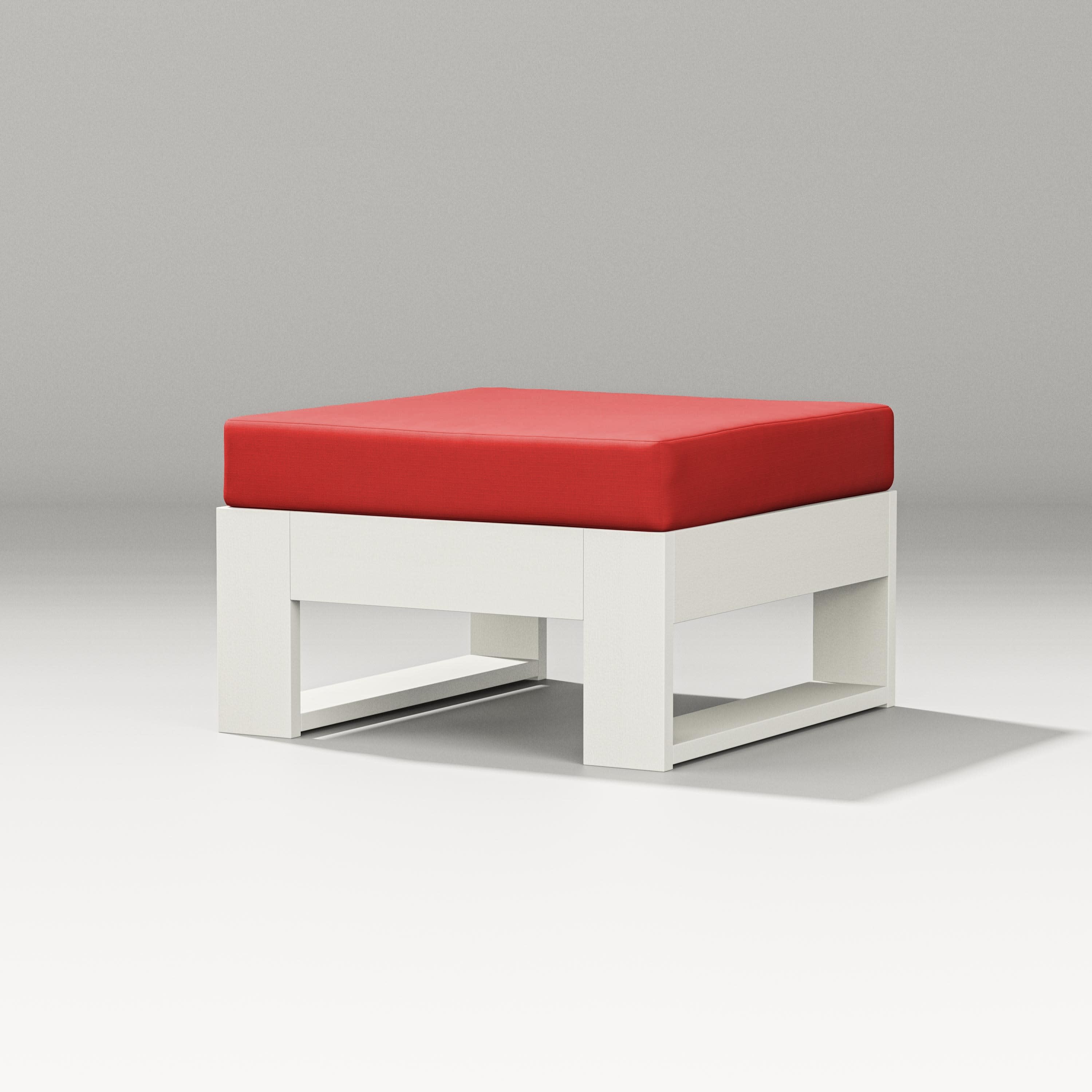 Latitude Lounge Ottoman in Vintage White / Crimson Linen