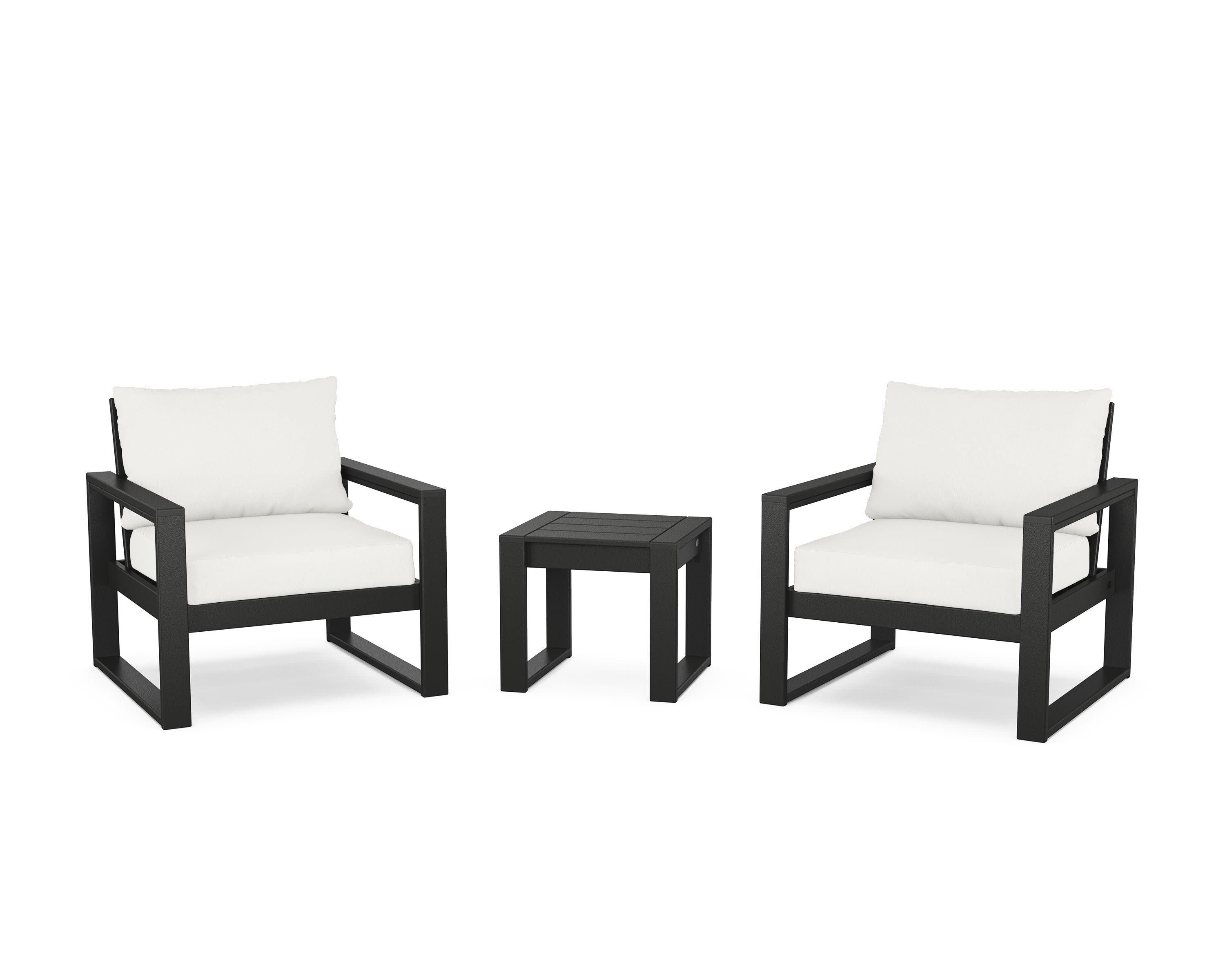 EDGE Sectional 3-Piece Deep Seating Set in Black / Natural Linen