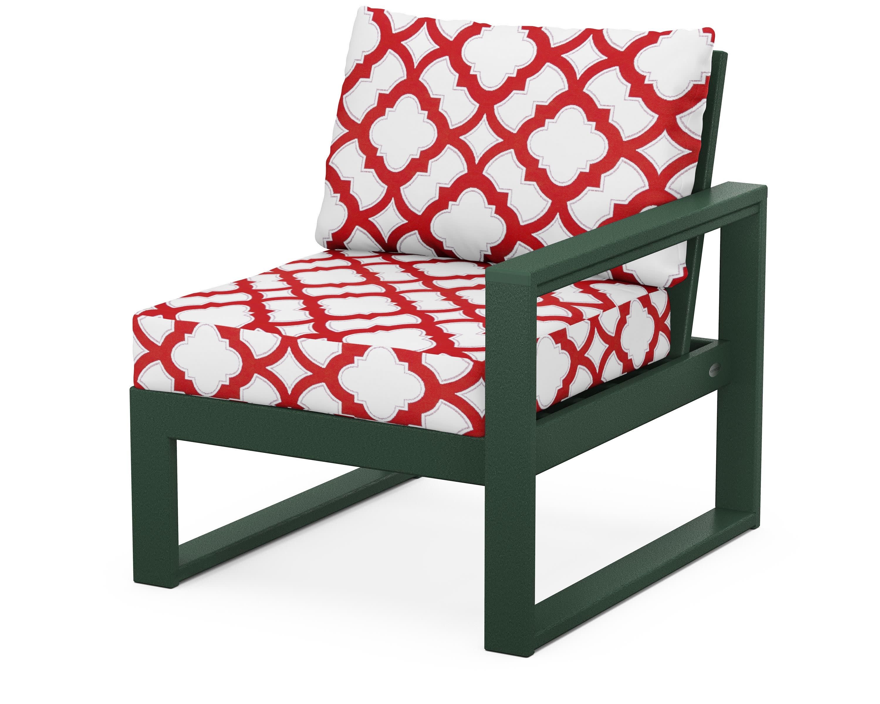 EDGE Modular Right Arm Chair in Green / Trellis Crimson