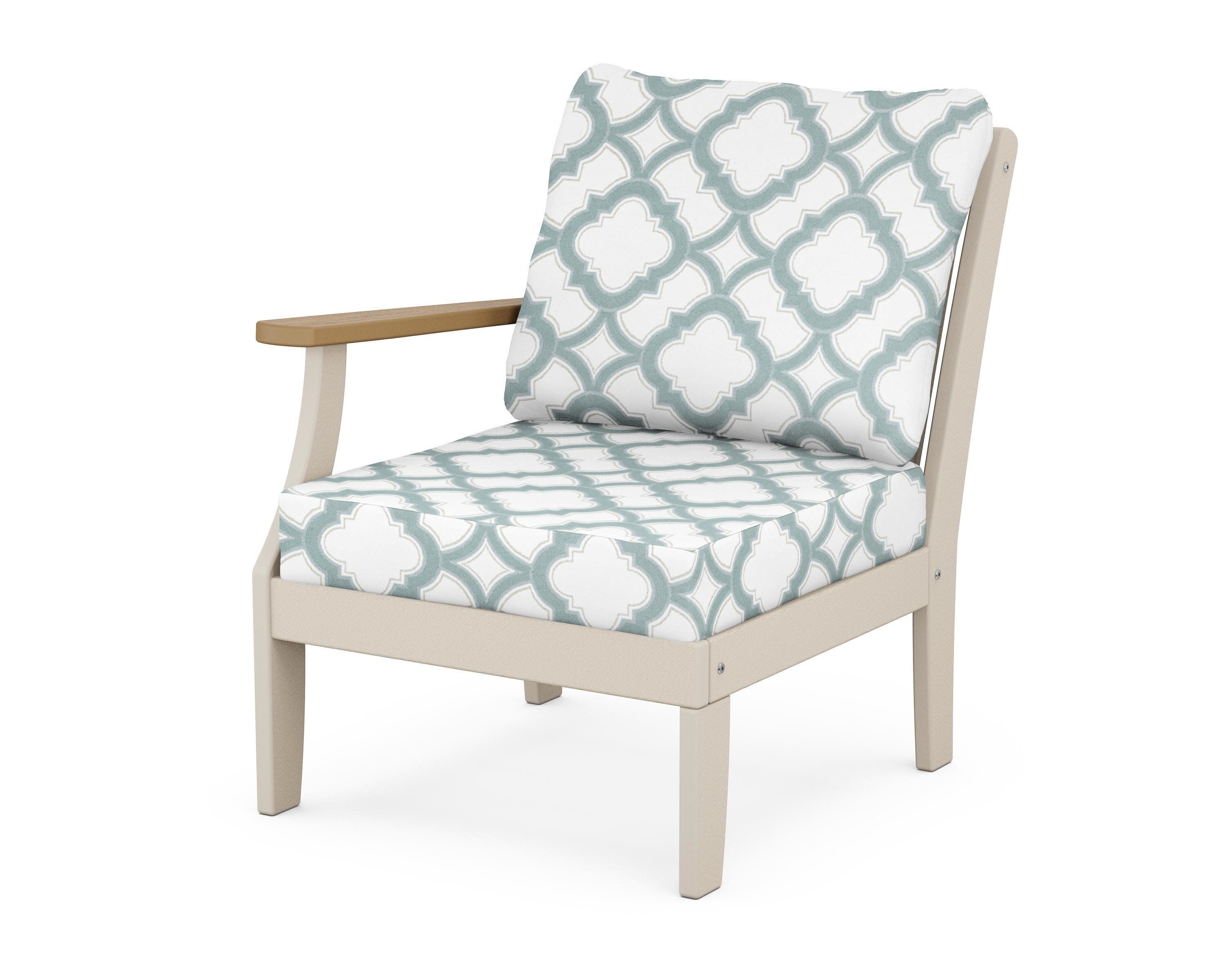 Braxton Modular Left Arm Chair in Sand / Natural / Trellis Glacier Spa