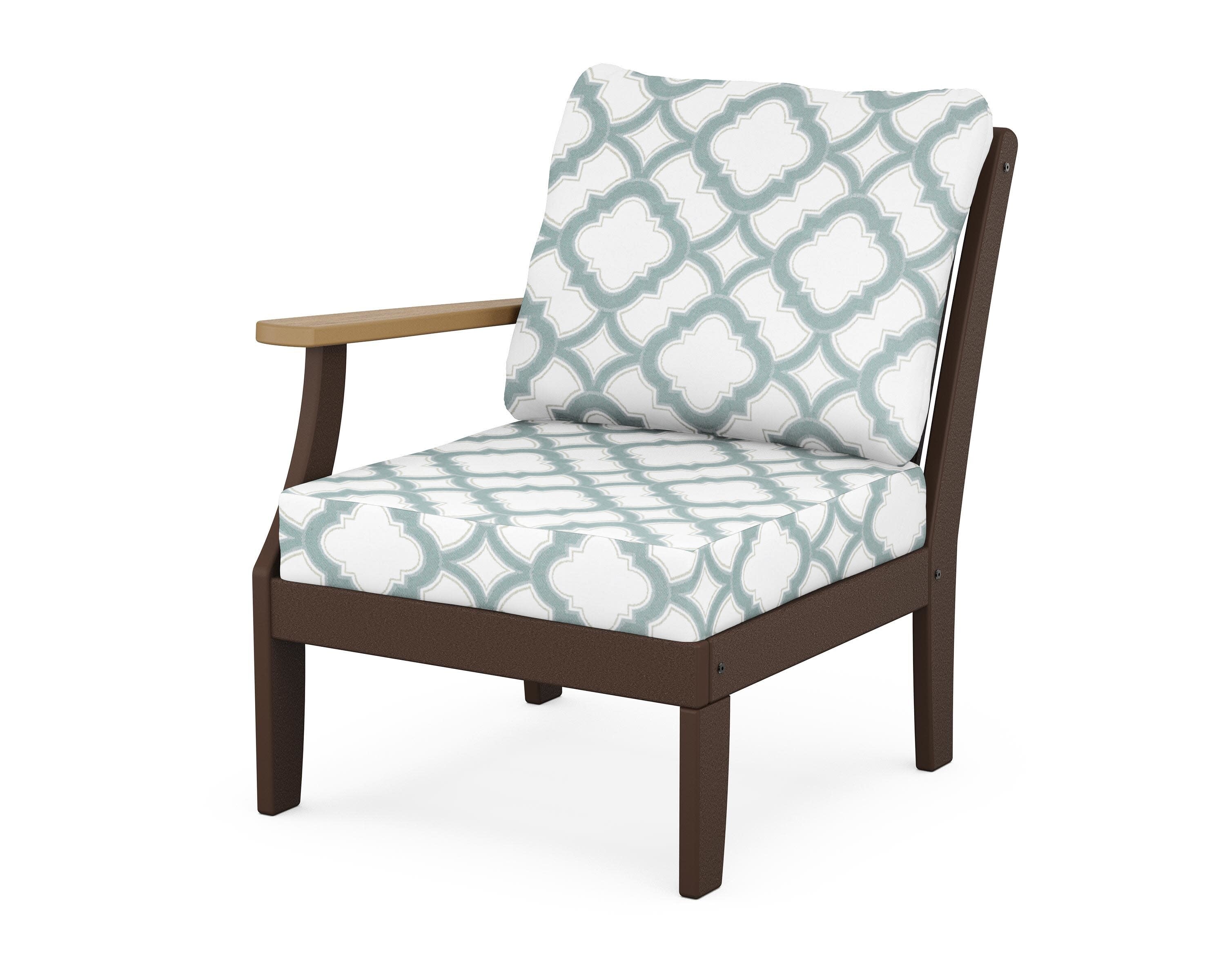 Braxton Modular Left Arm Chair in Mahogany / Natural / Trellis Glacier Spa
