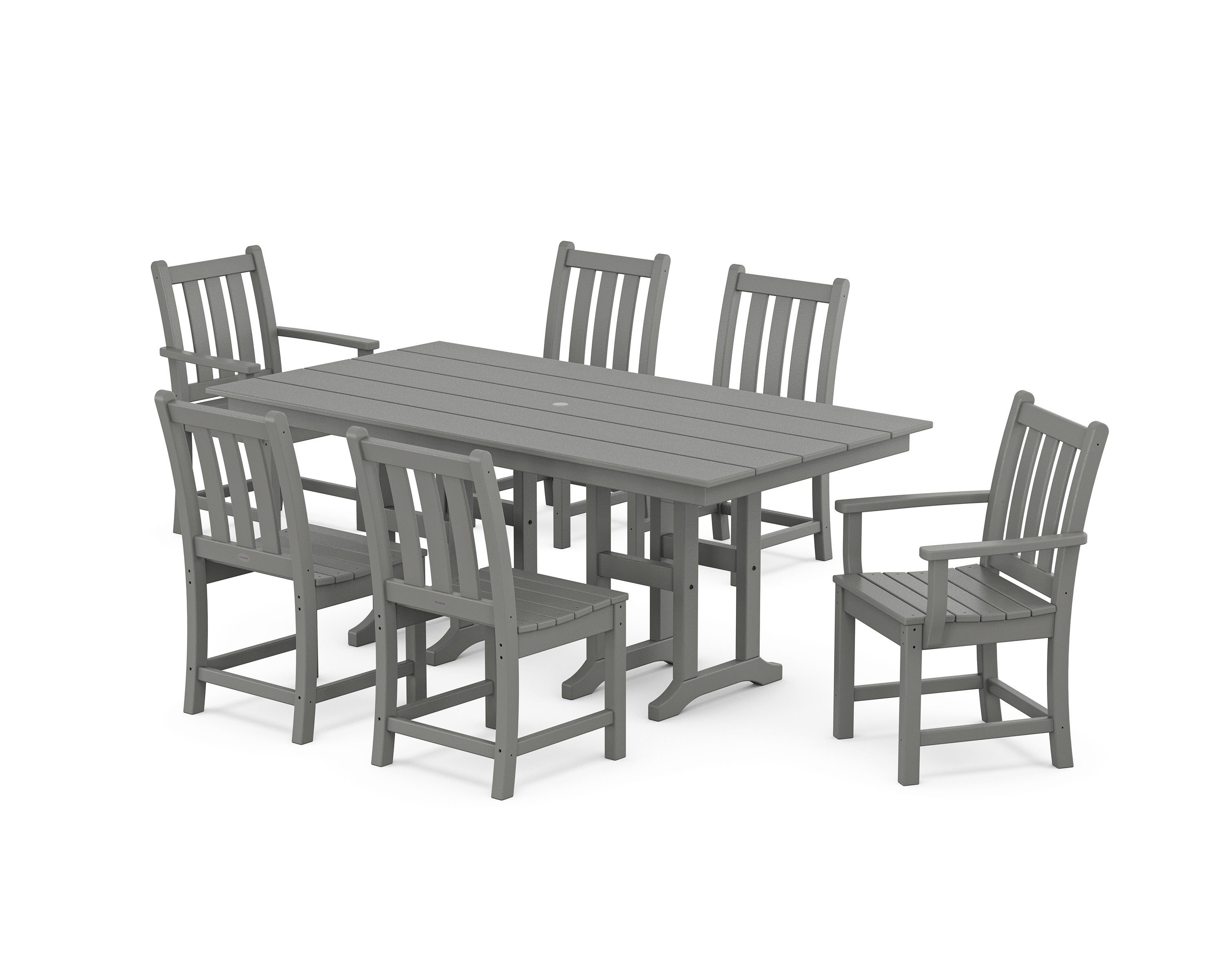 Traditional Garden 7-Piece Farmhouse Dining Set in Slate Grey