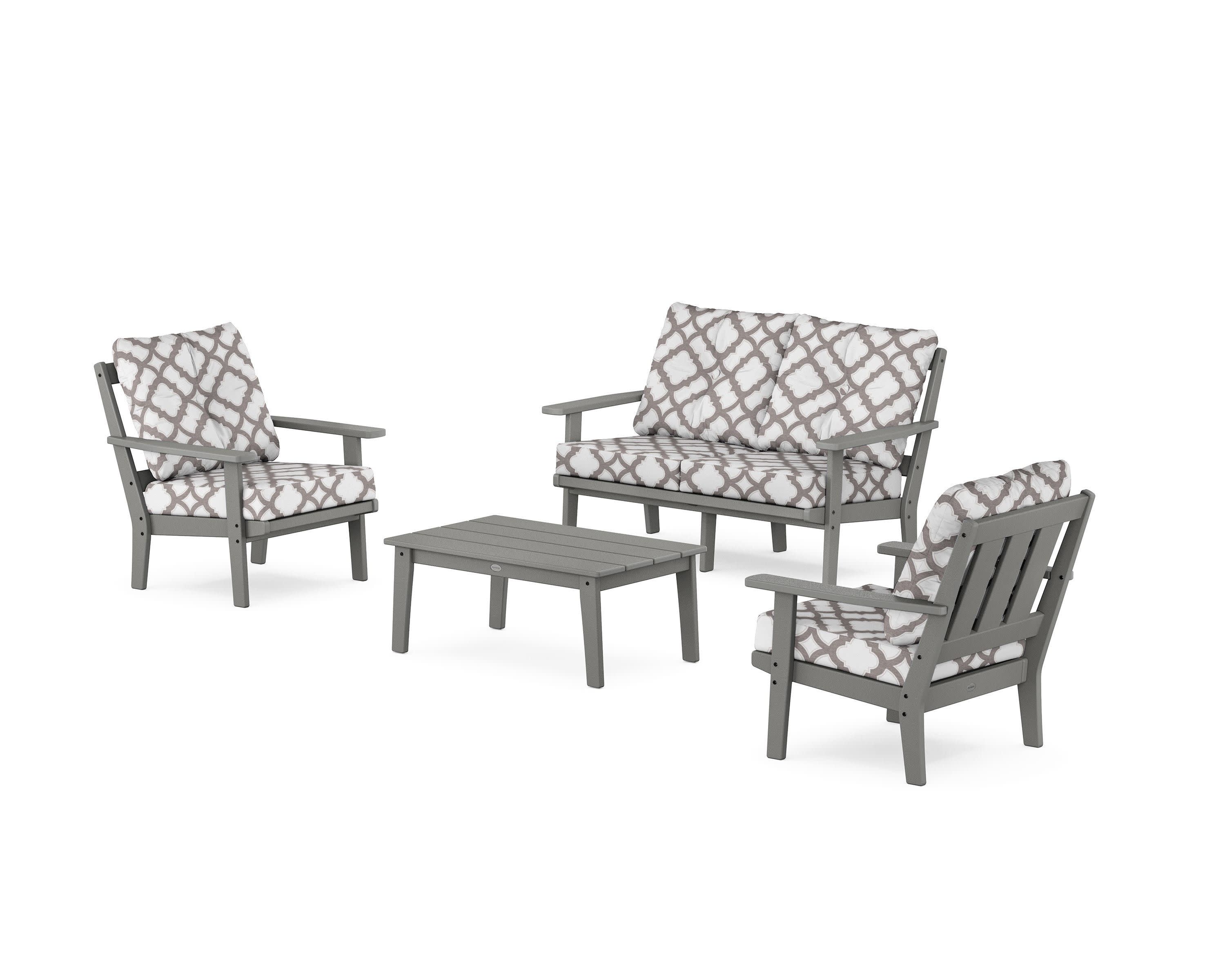 Oxford 4-Piece Deep Seating Set with Loveseat in Slate Grey / Trellis Grey Mist