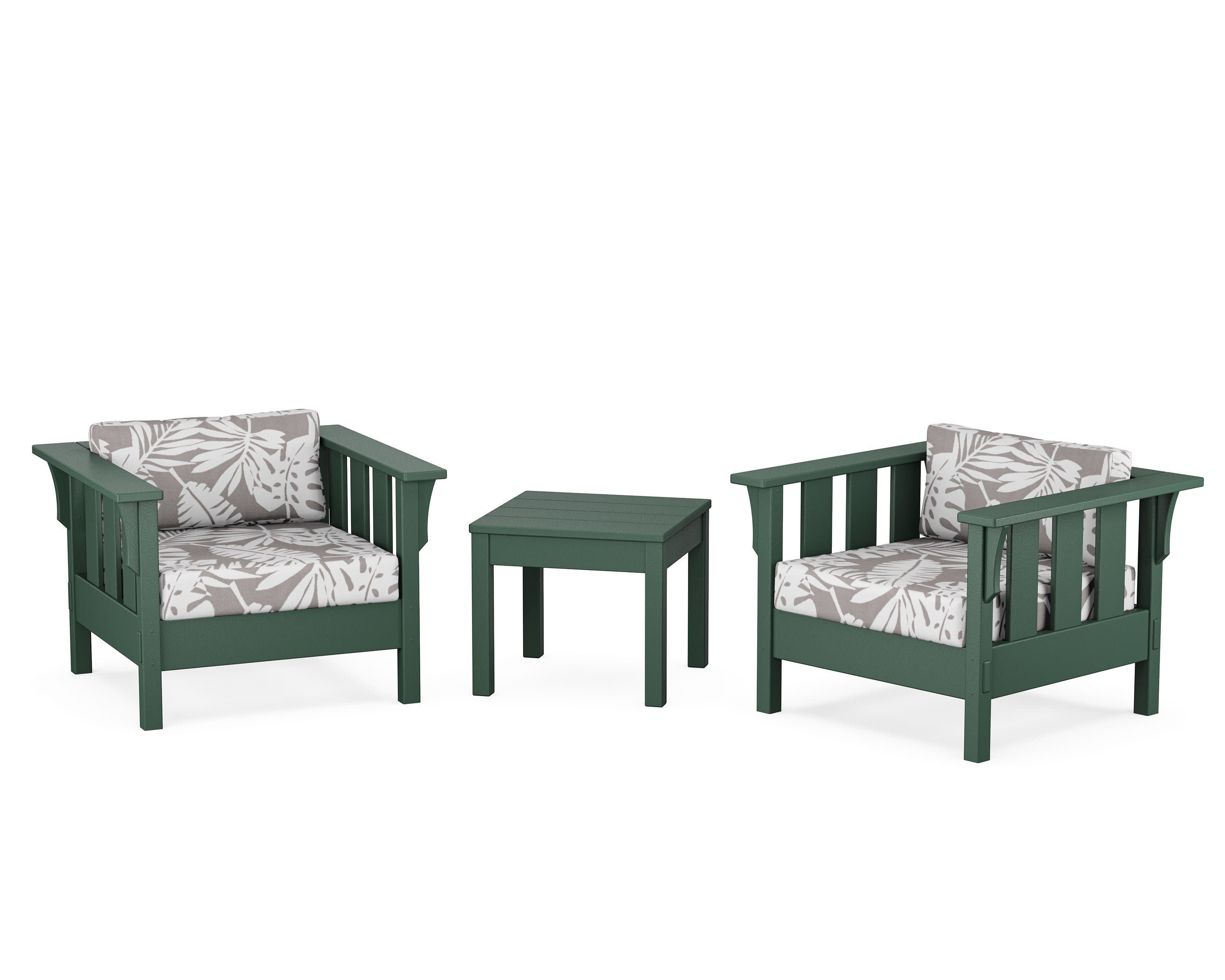 Acadia 3-Piece Deep Seating Set in Green / Leaf Grey Mist
