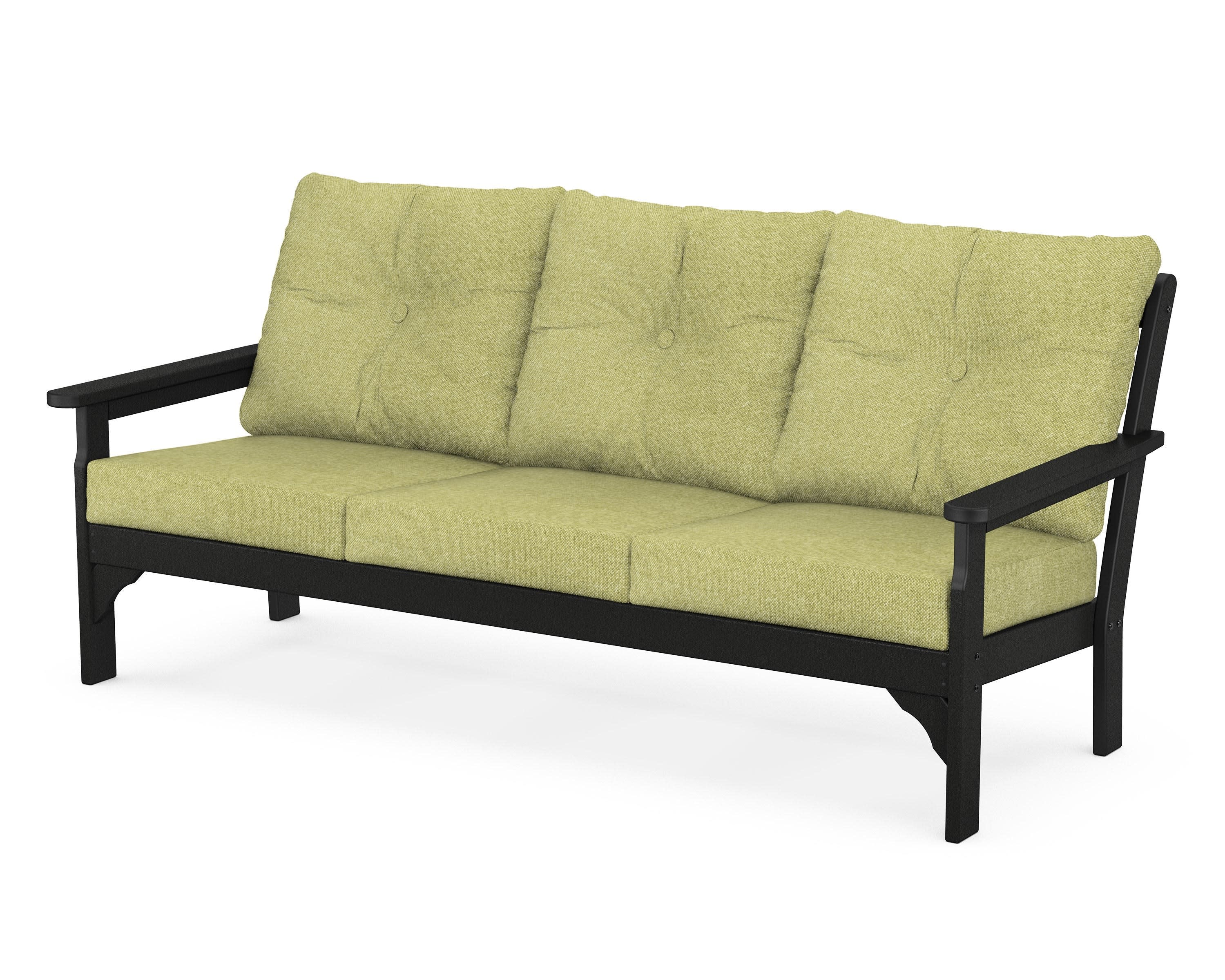 Vineyard Deep Seating Sofa in Black / Chartreuse Boucle