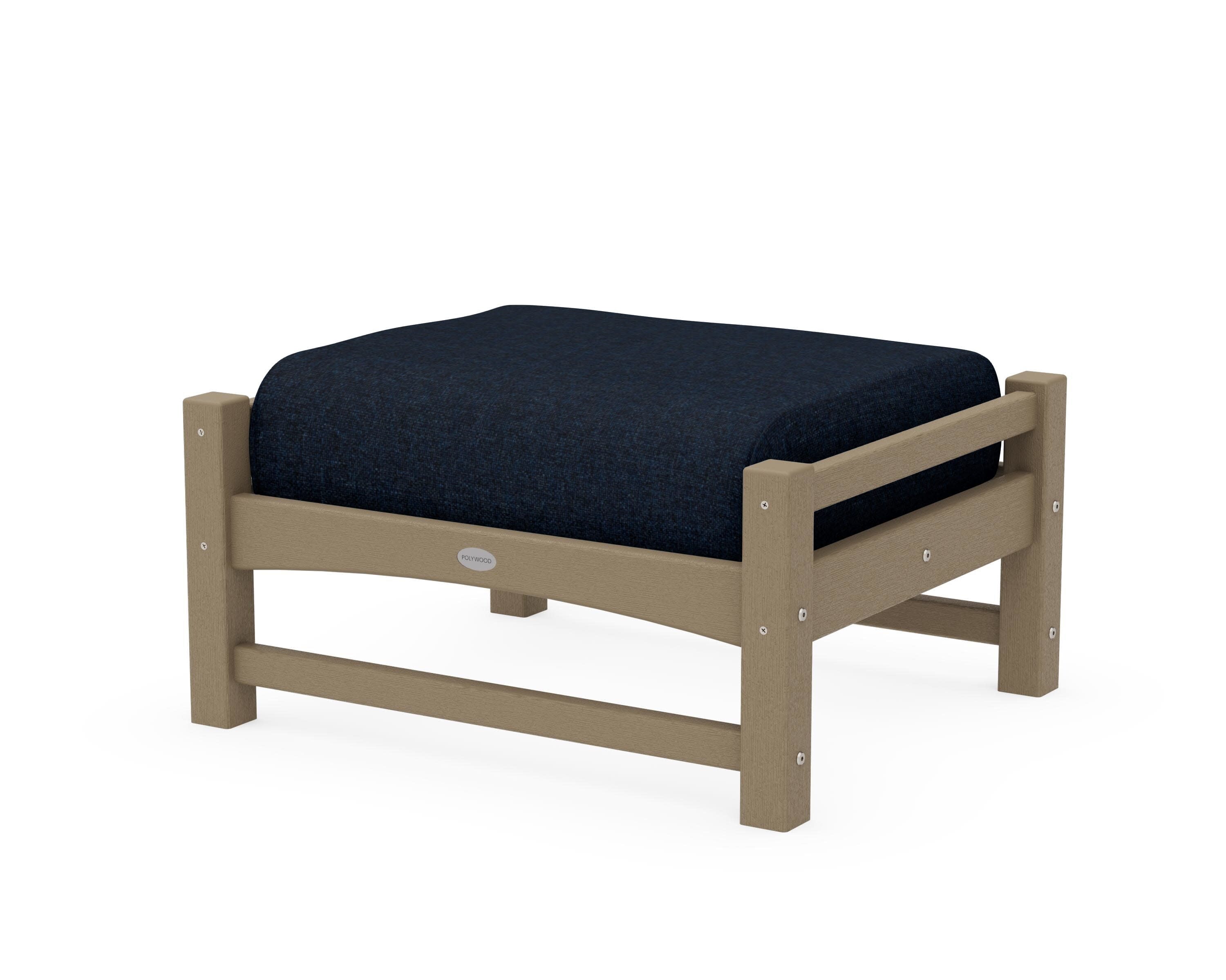 Club Ottoman in Vintage Sahara / Marine Indigo