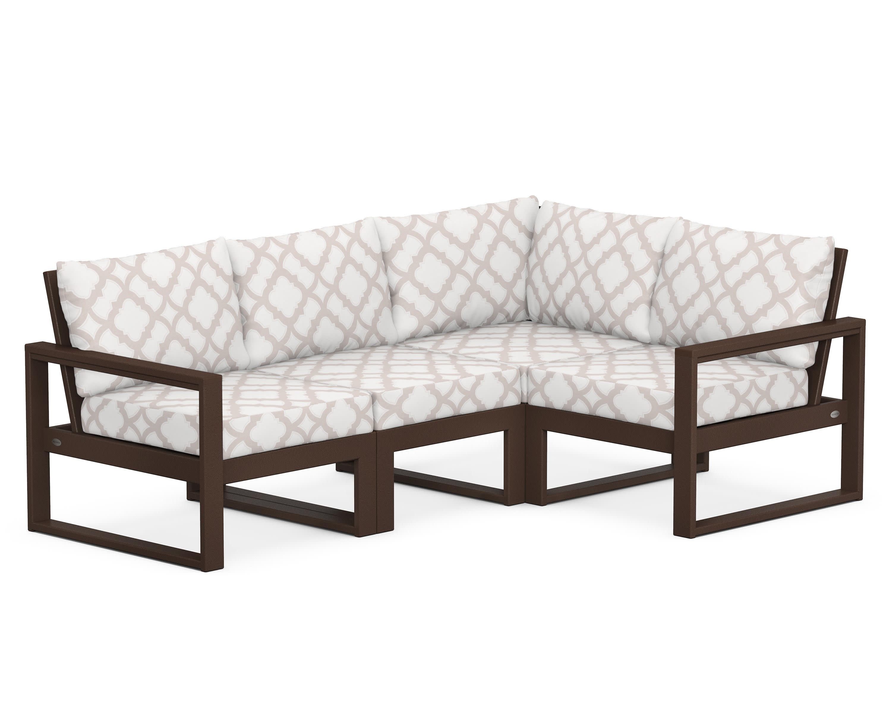 EDGE 4-Piece Modular Deep Seating Set in Mahogany / Trellis Dune Burlap